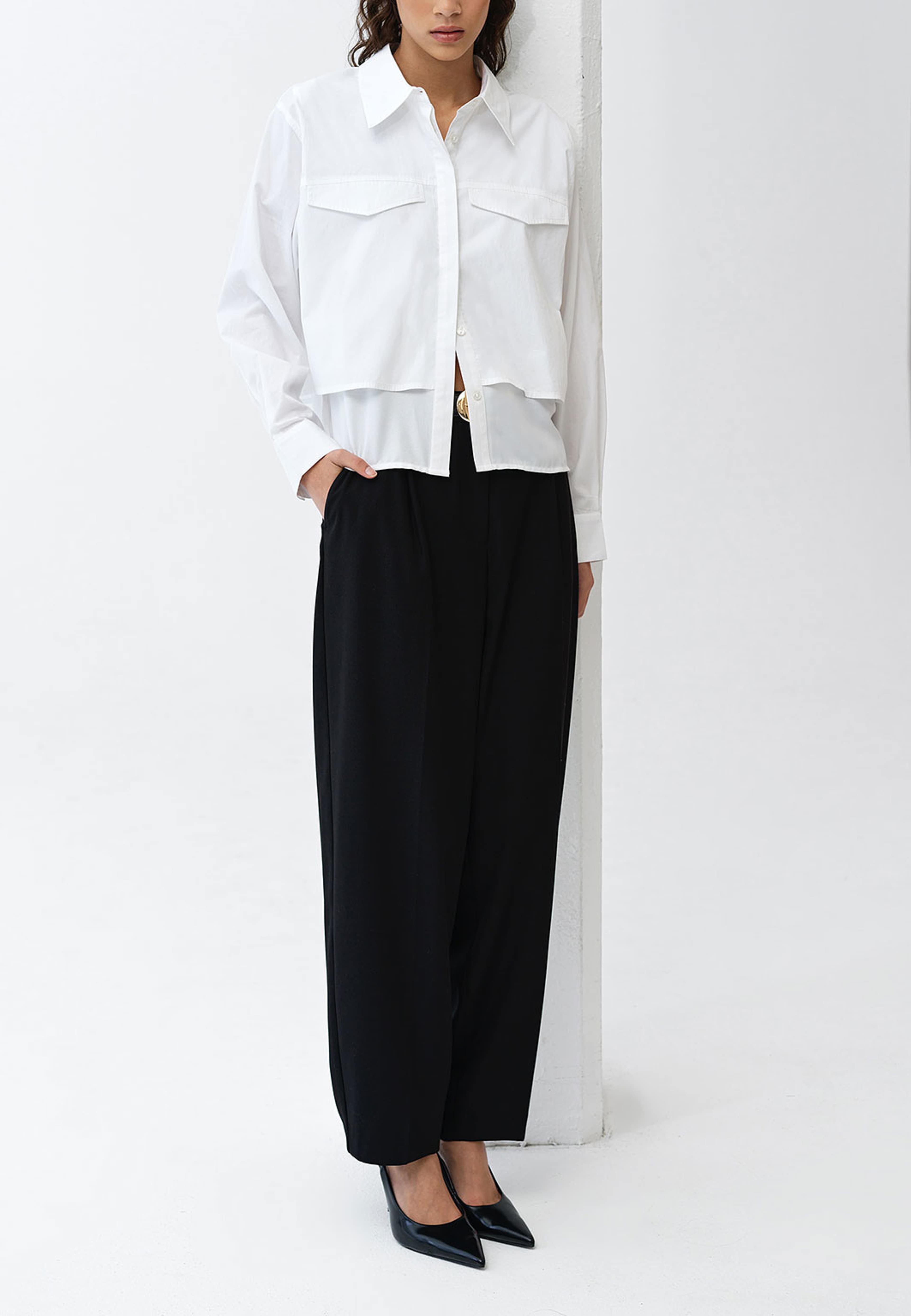 Cambria Milla Mix Layered Shirt, från French Connection, i färgen Linen White. Klicka för att öppna bilden i stort format