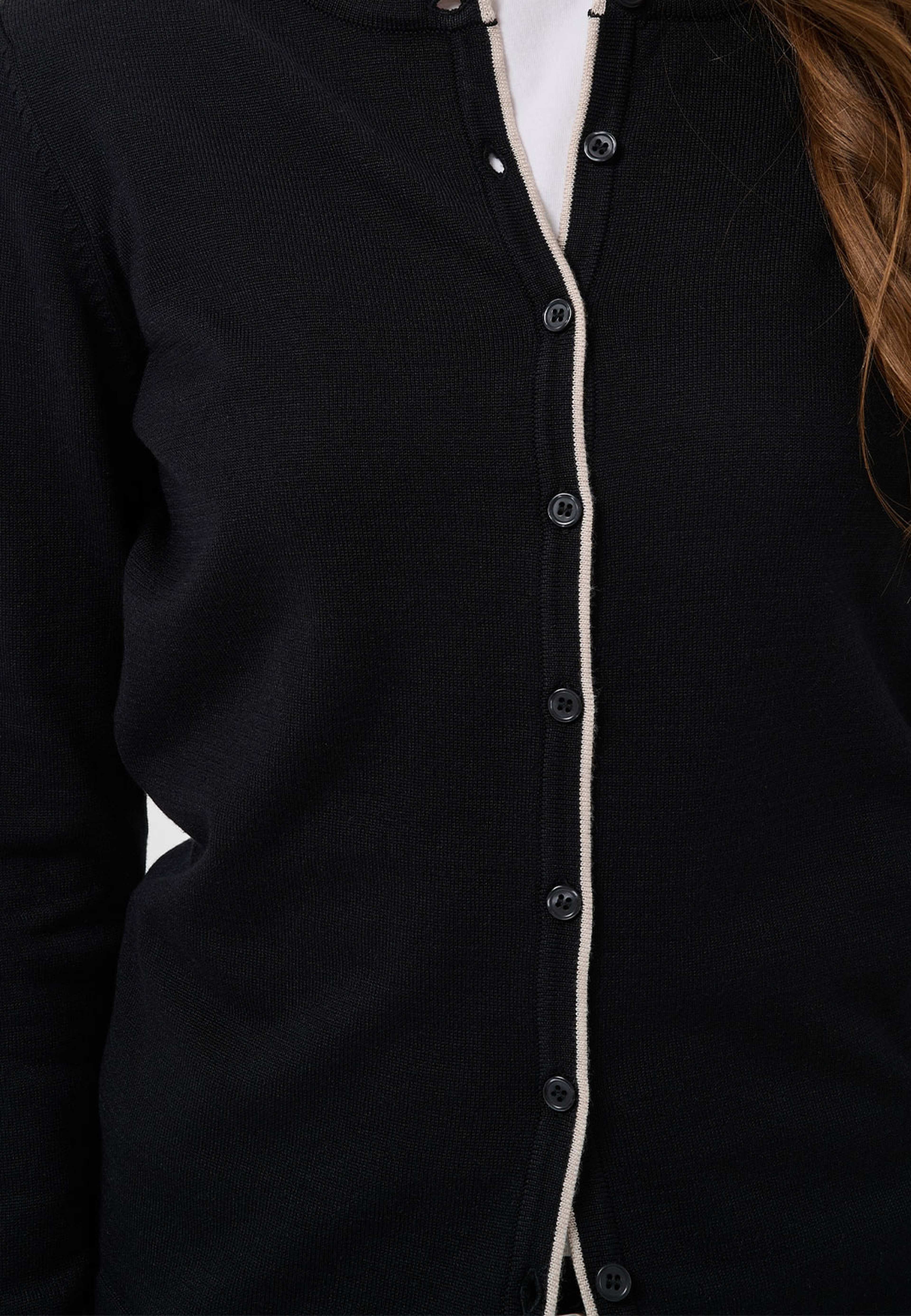 MilaSZ Contrast Stripe Cardigan, från Saint Tropez, i färgen Black G.morn Mel. Contrast. Klicka för att öppna bilden i stort format