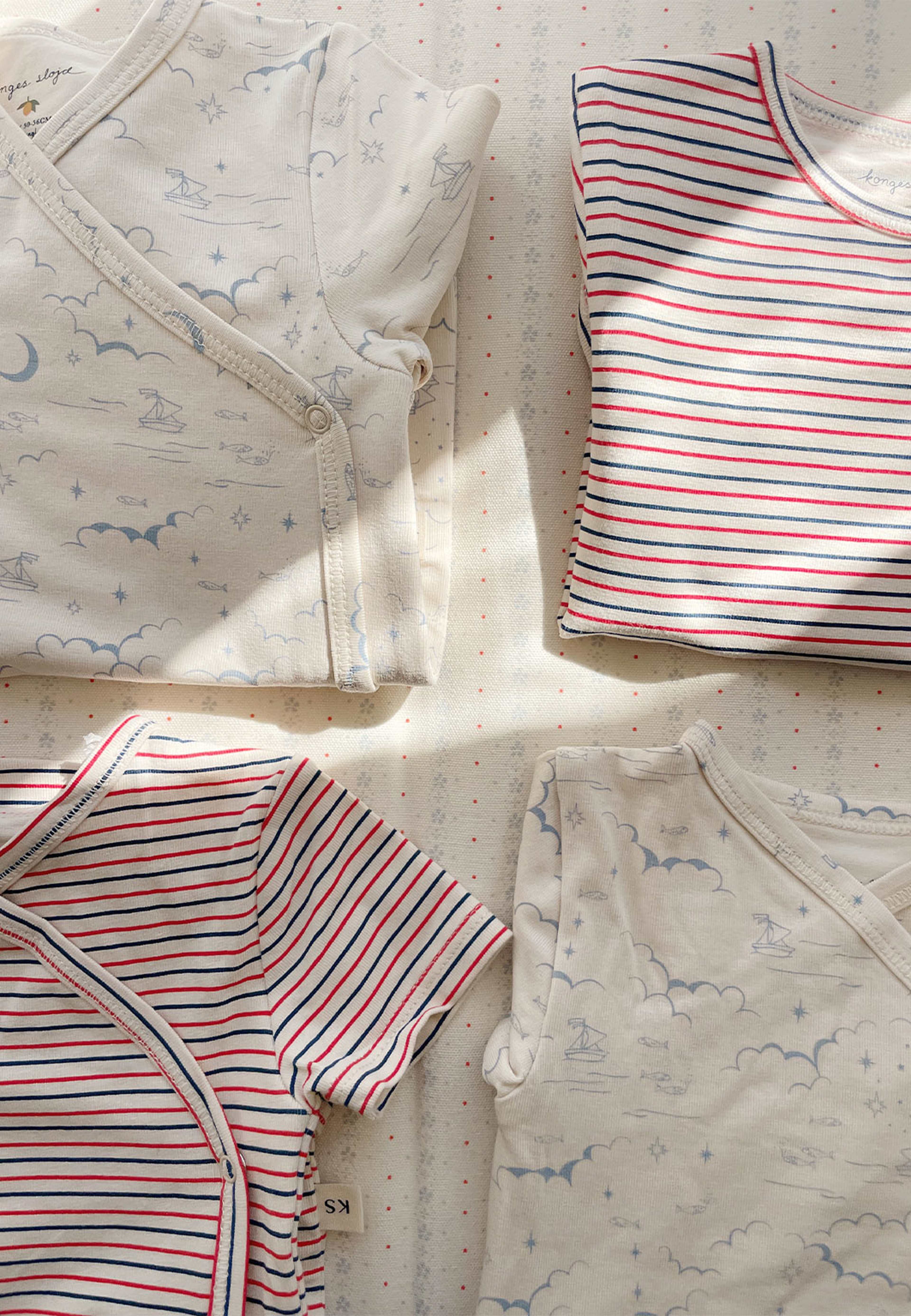 BASIC LS NEWBORN BODY GOTS, från Konges Sløjd, i färgen Stripe Tricolore Petit. Klicka för att öppna bilden i stort format