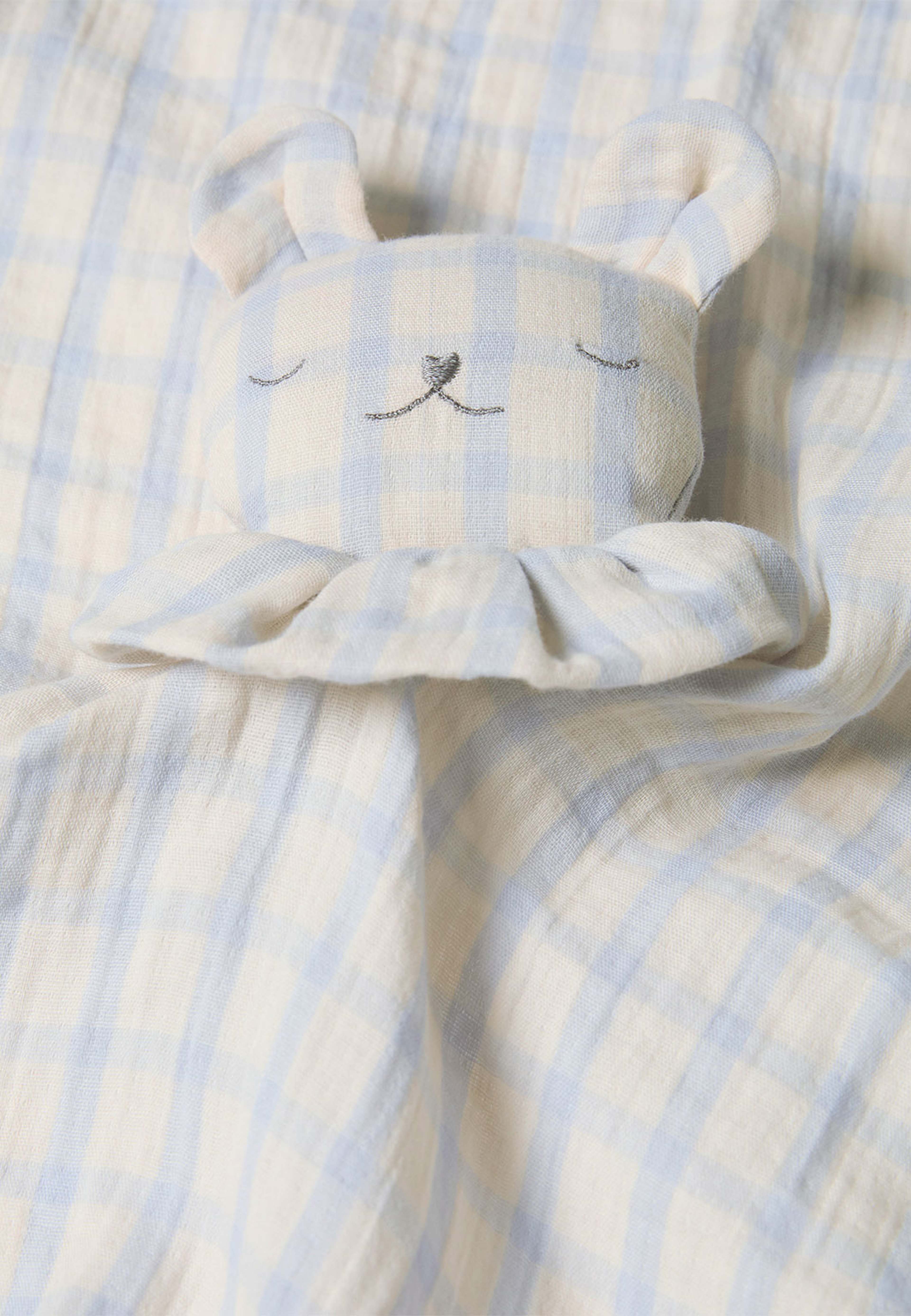 Muslin Animal Cuddle cloth, 48x48 cm, från Garbo&Friends, i färgen Gingham Sky Blue. Klicka för att öppna bilden i stort format