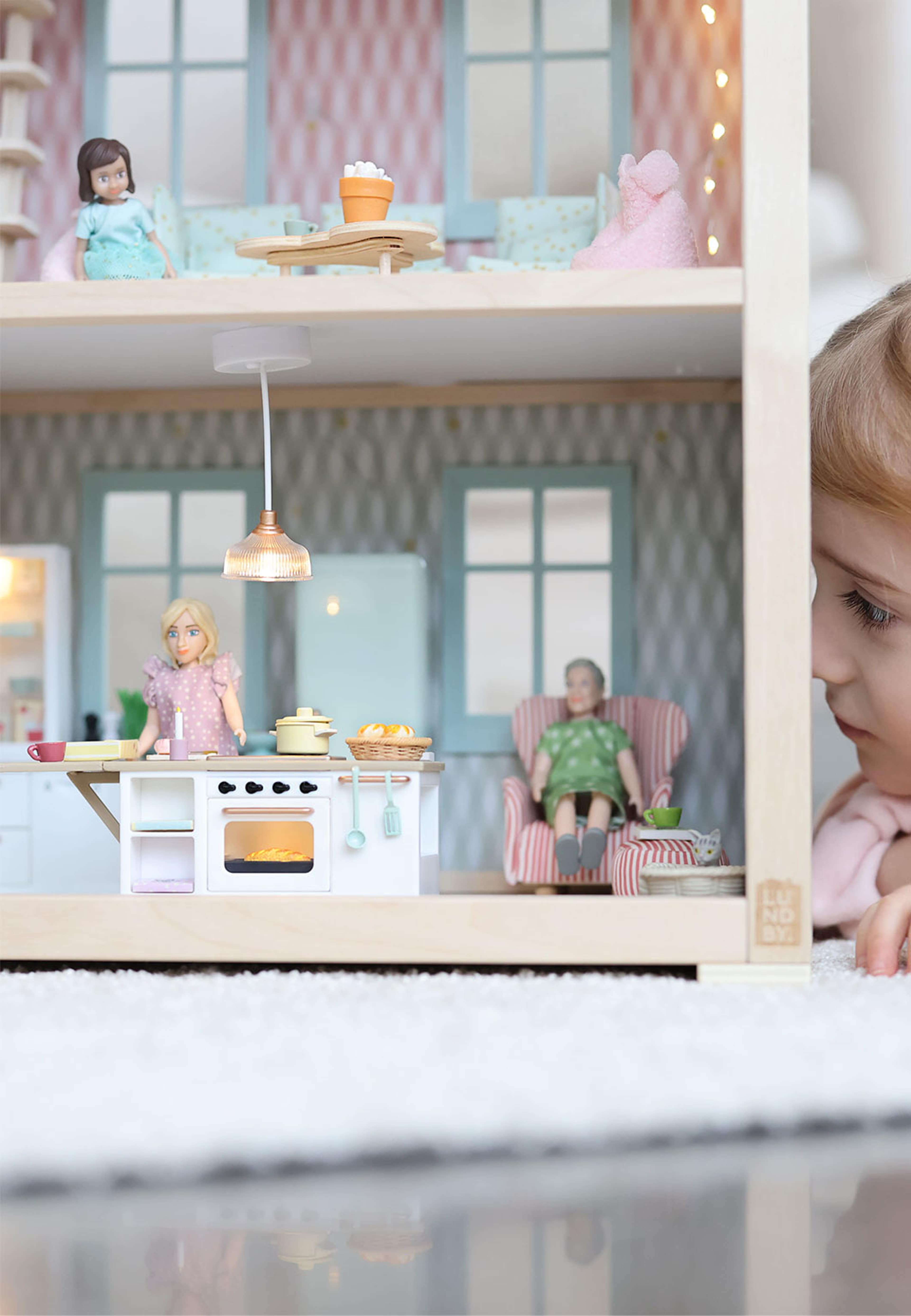 Dockhustillbehör Köksö med ugn & spis, från LUNDBY. Klicka för att öppna bilden i stort format
