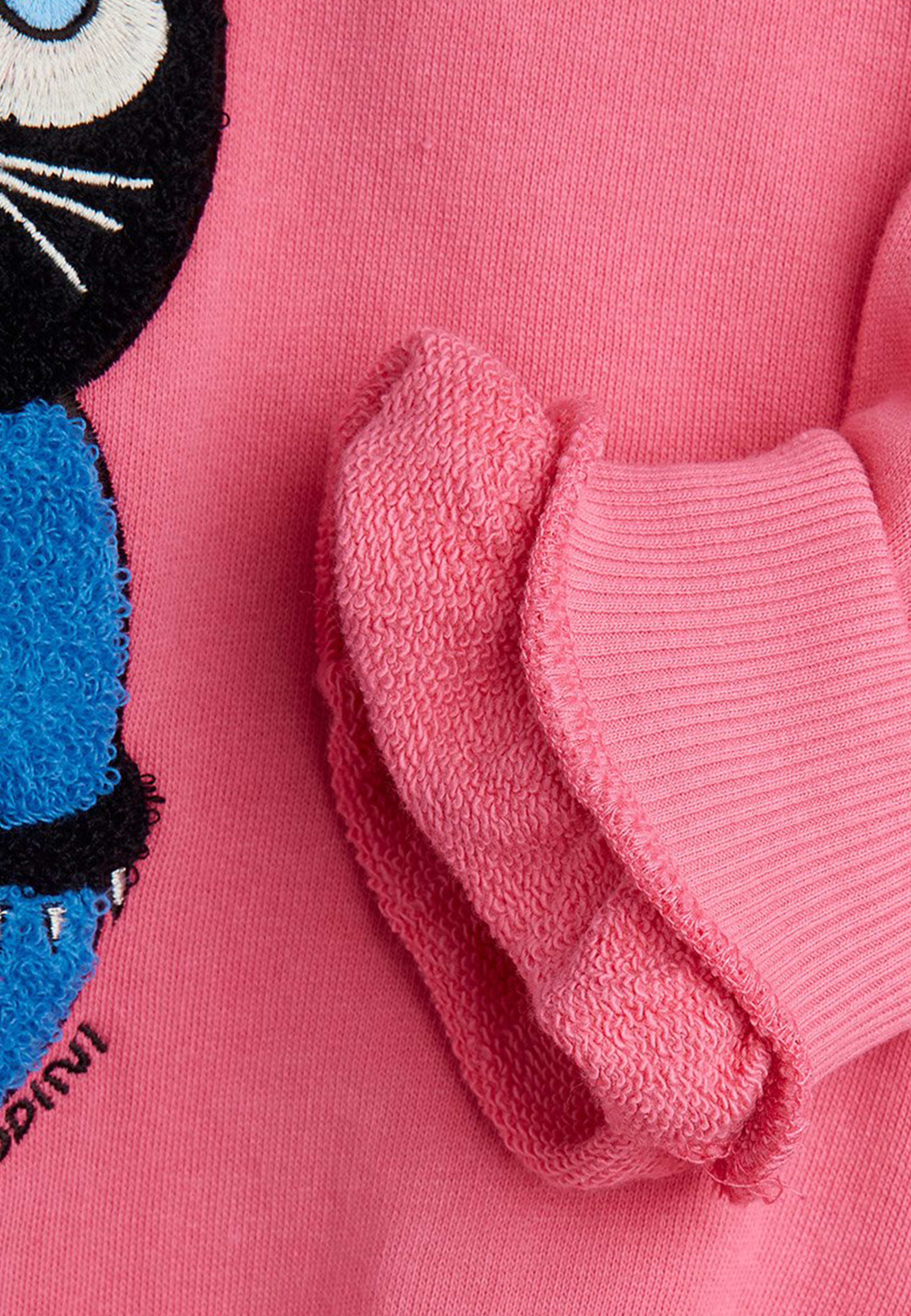 Cat Chenille Sweatshirt, från Mini Rodini, i färgen Pink. Klicka för att öppna bilden i stort format