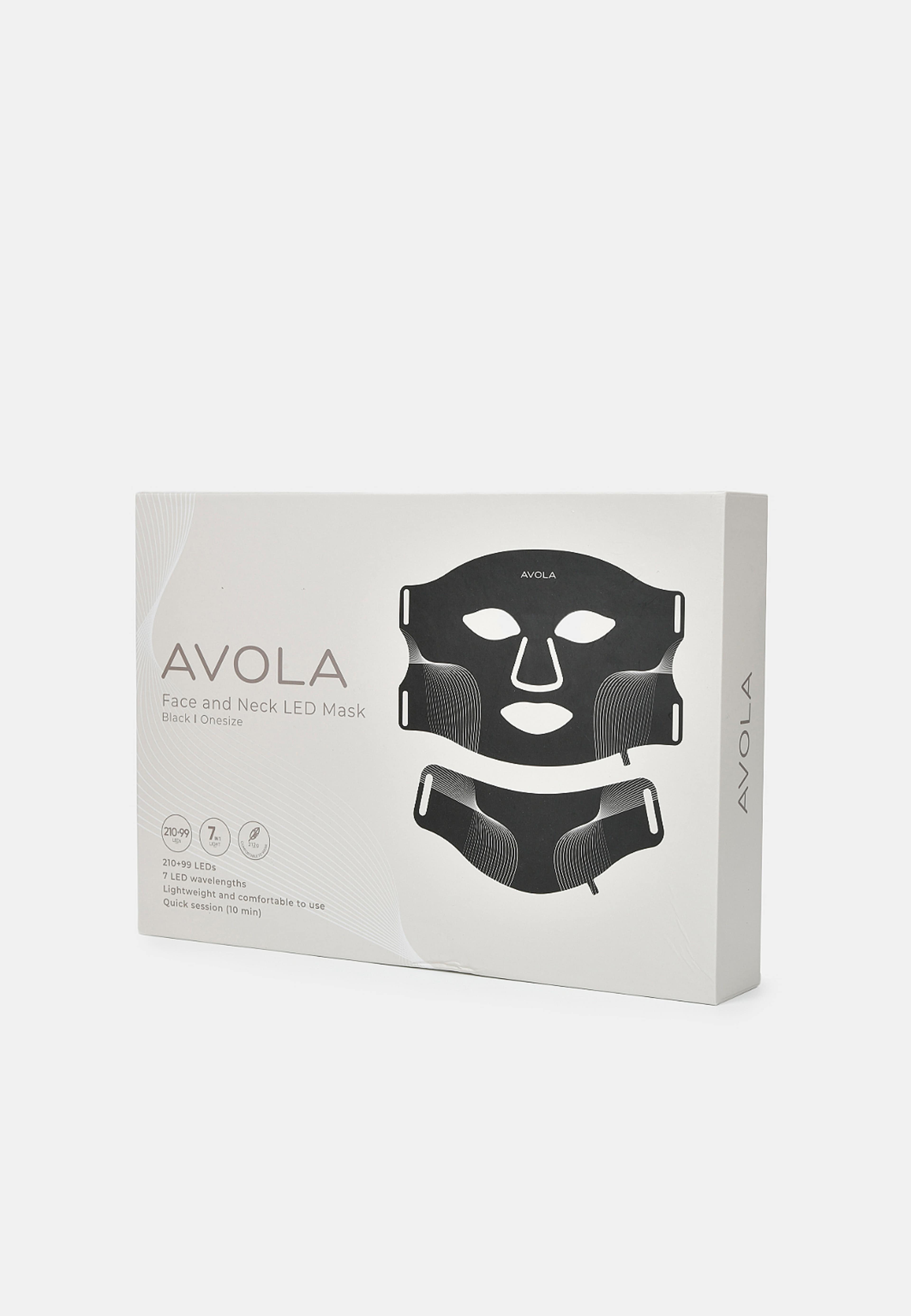 LED-mask för ansikte och hals, från AVOLA, i färgen Black. Klicka för att öppna bilden i stort format
