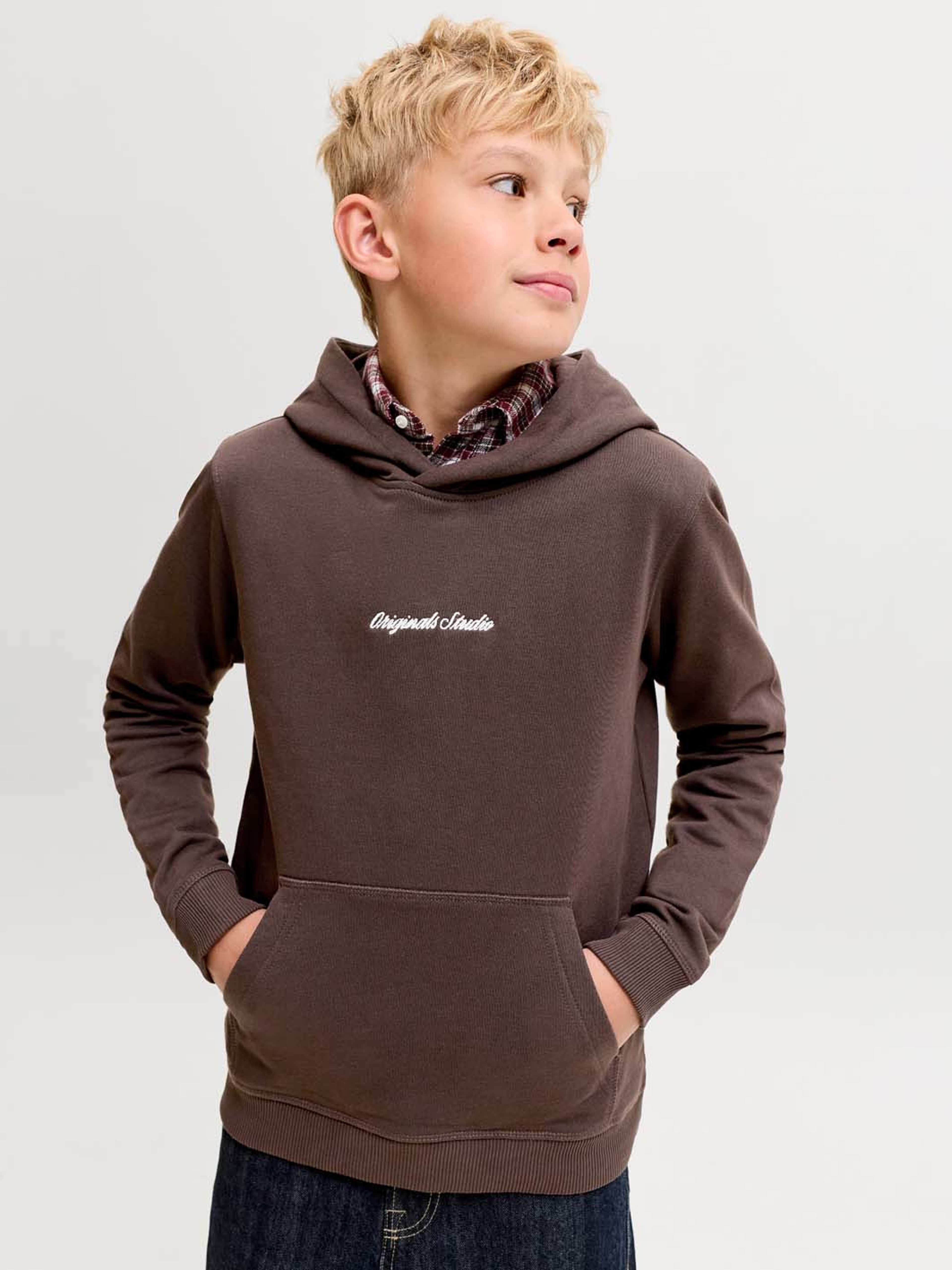 JORNORREBRO EMB SWEAT HOOD, från Jack & Jones, i färgen Java. Klicka för att öppna bilden i stort format