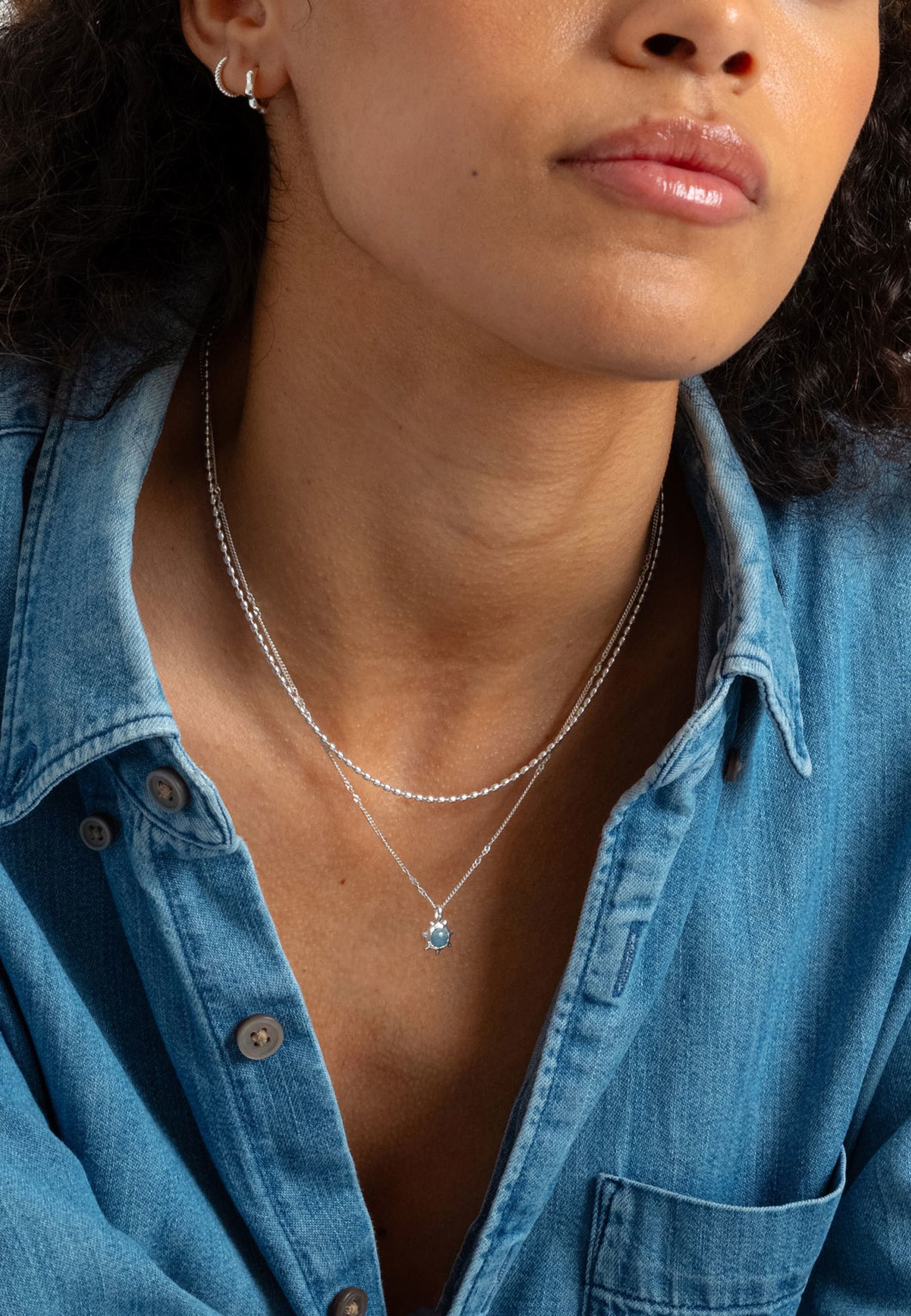 Florentina Necklace, från Syster P, i färgen Aquamarine Silver. Klicka för att öppna bilden i stort format