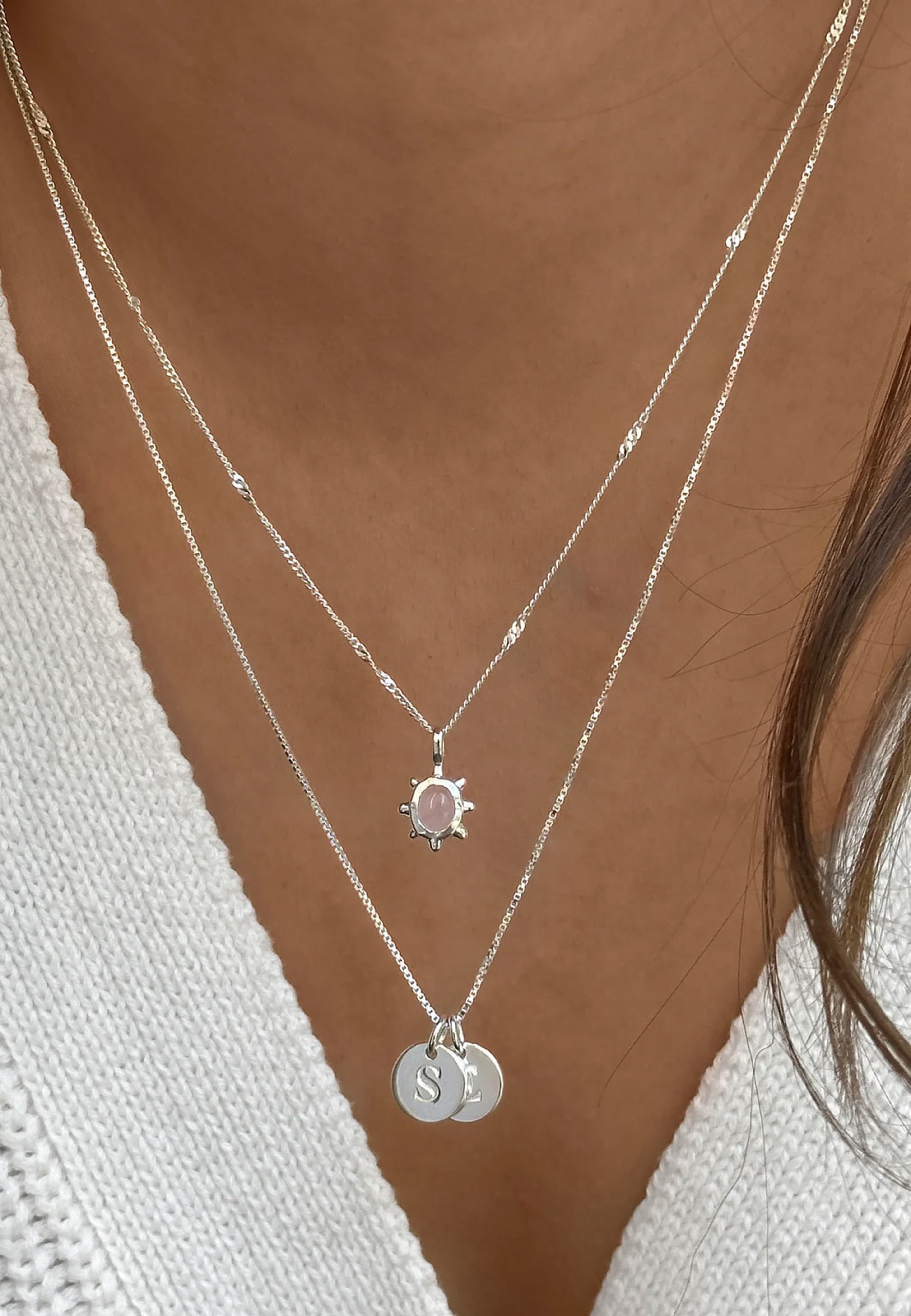 Florentina Necklace, från Syster P, i färgen Rose Quartz Silver. Klicka för att öppna bilden i stort format
