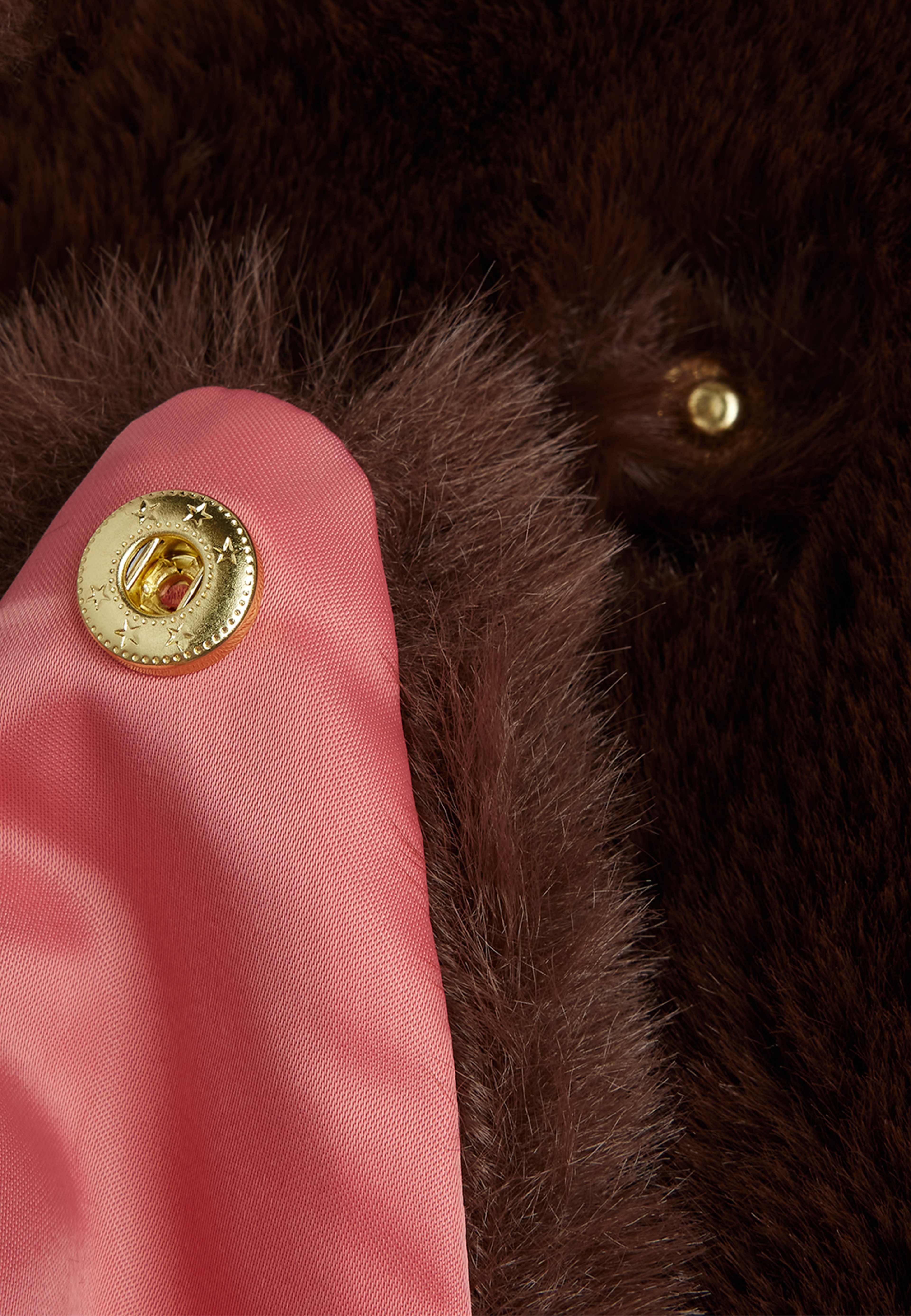 Rabbit ear faux fur jacket, från Mini Rodini, i färgen Brown. Klicka för att öppna bilden i stort format