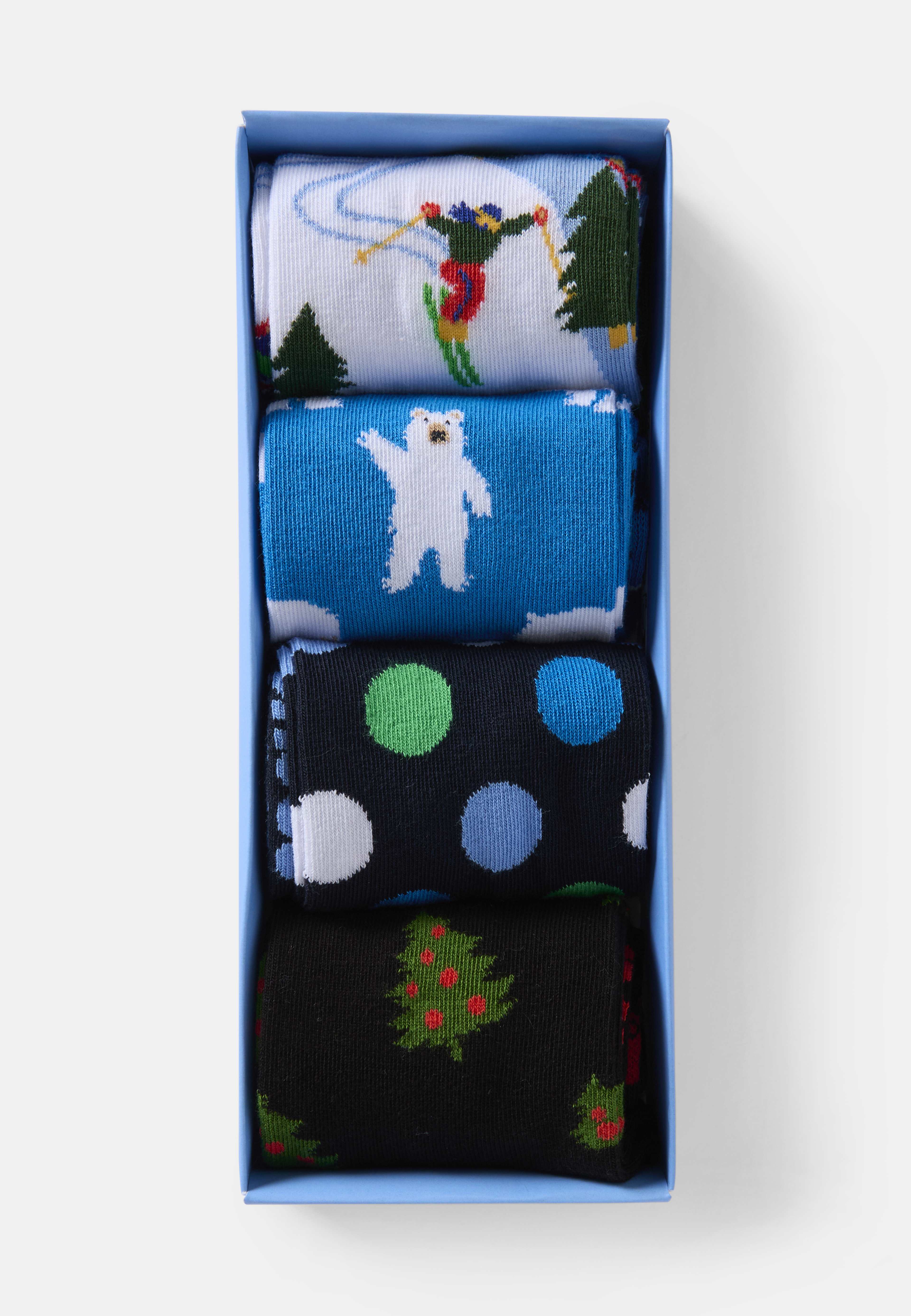 4-Pack Winter Gift Set, från Happy Socks, i färgen Blue. Klicka för att öppna bilden i stort format