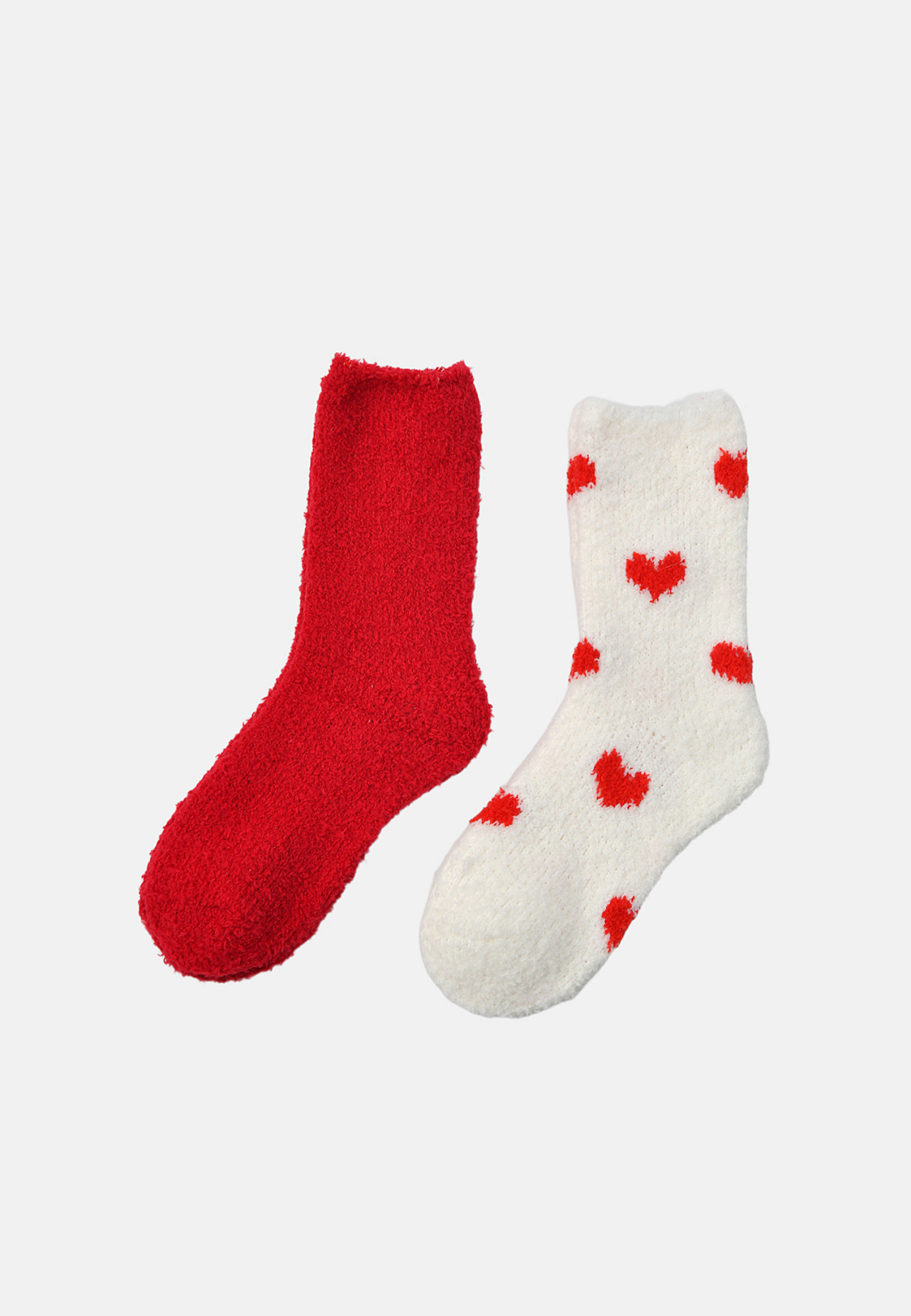 Fleecesockor för barn HEART, 2-pack, från RIKIKI, i färgen Red Heart. Klicka för att öppna bilden i stort format
