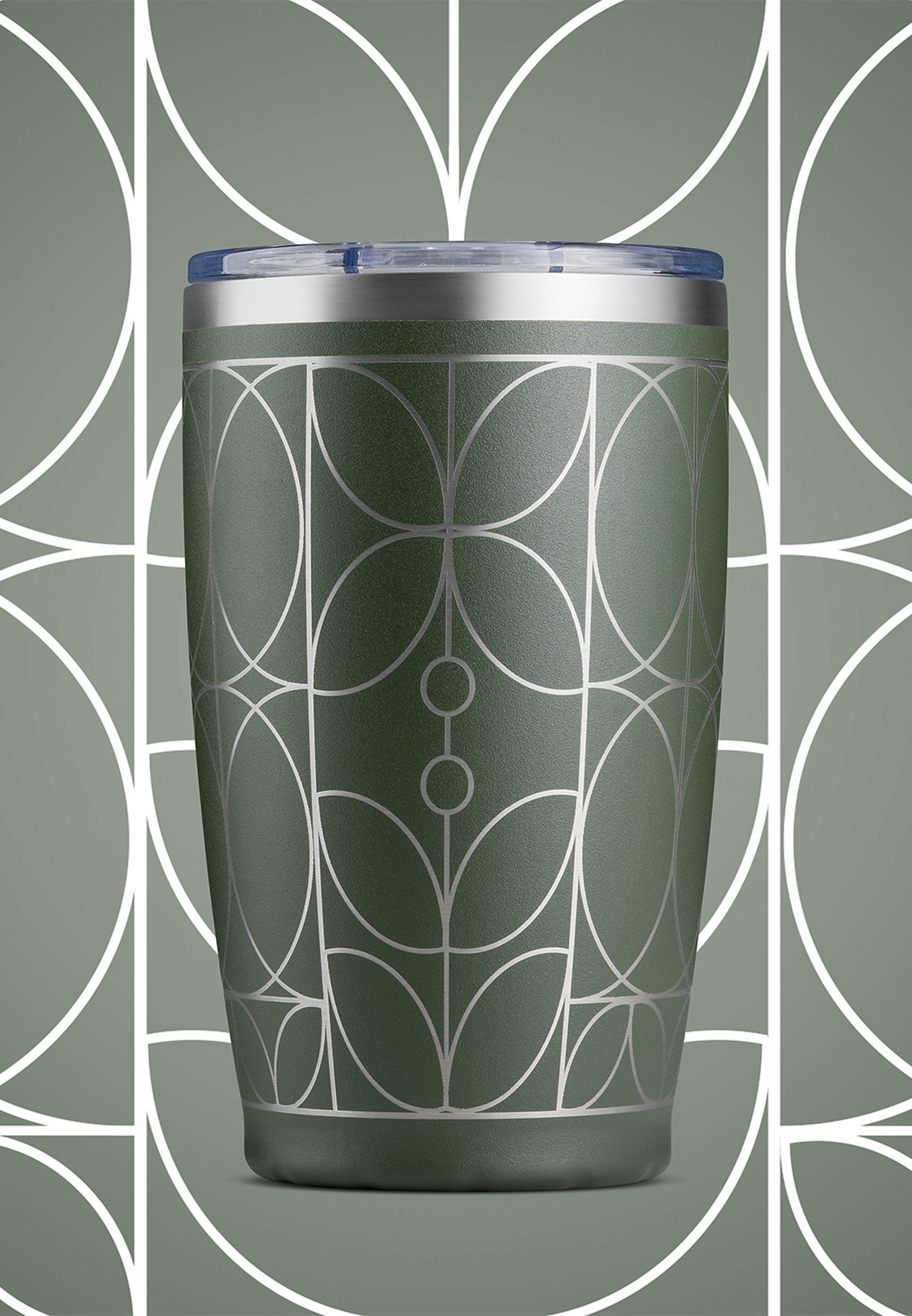 Termosmugg Art Deco, från Burde, i färgen Grön. Klicka för att öppna bilden i stort format