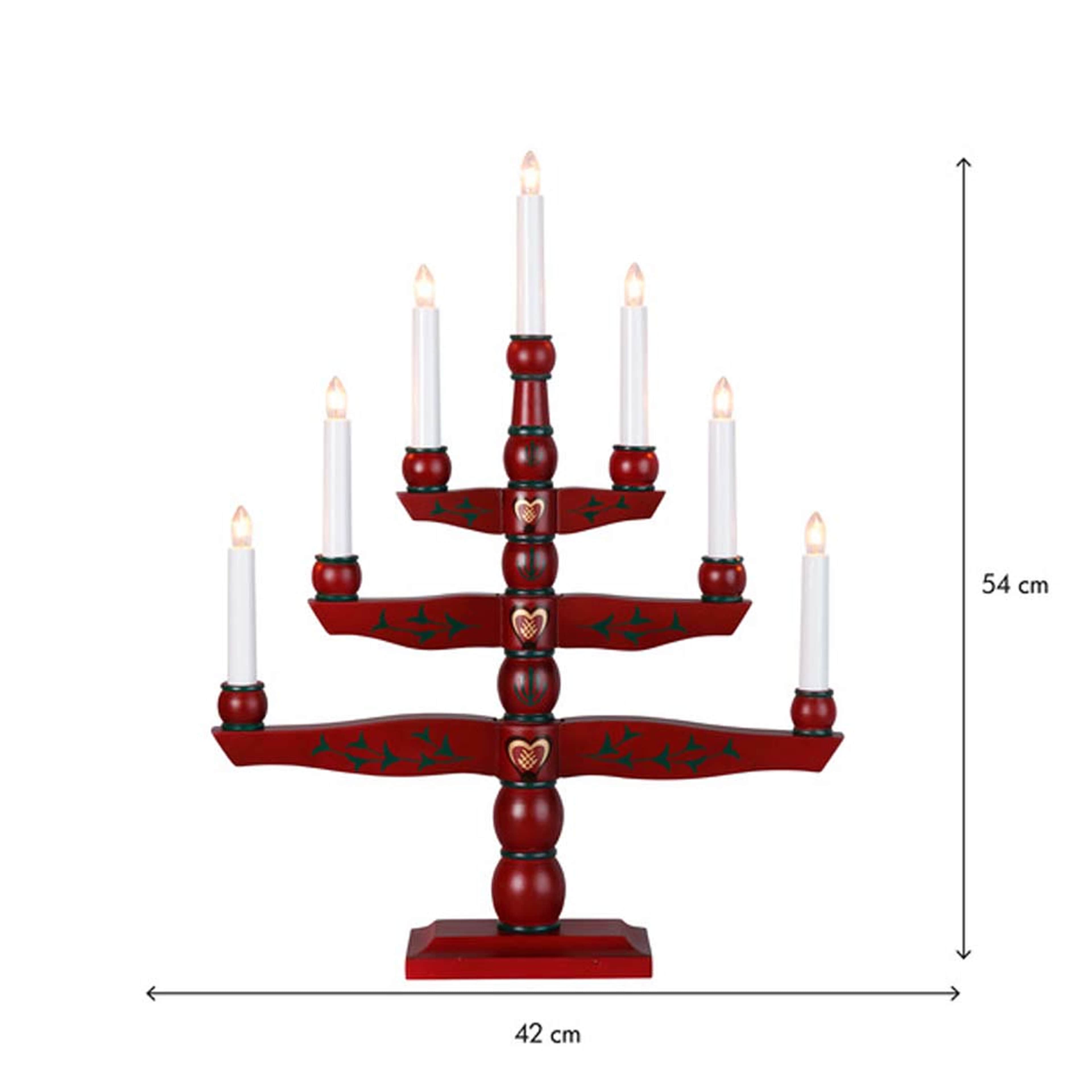 Ljusstake Tradition Röd 7 ljus, från Star trading, i färgen Red. Klicka för att öppna bilden i stort format