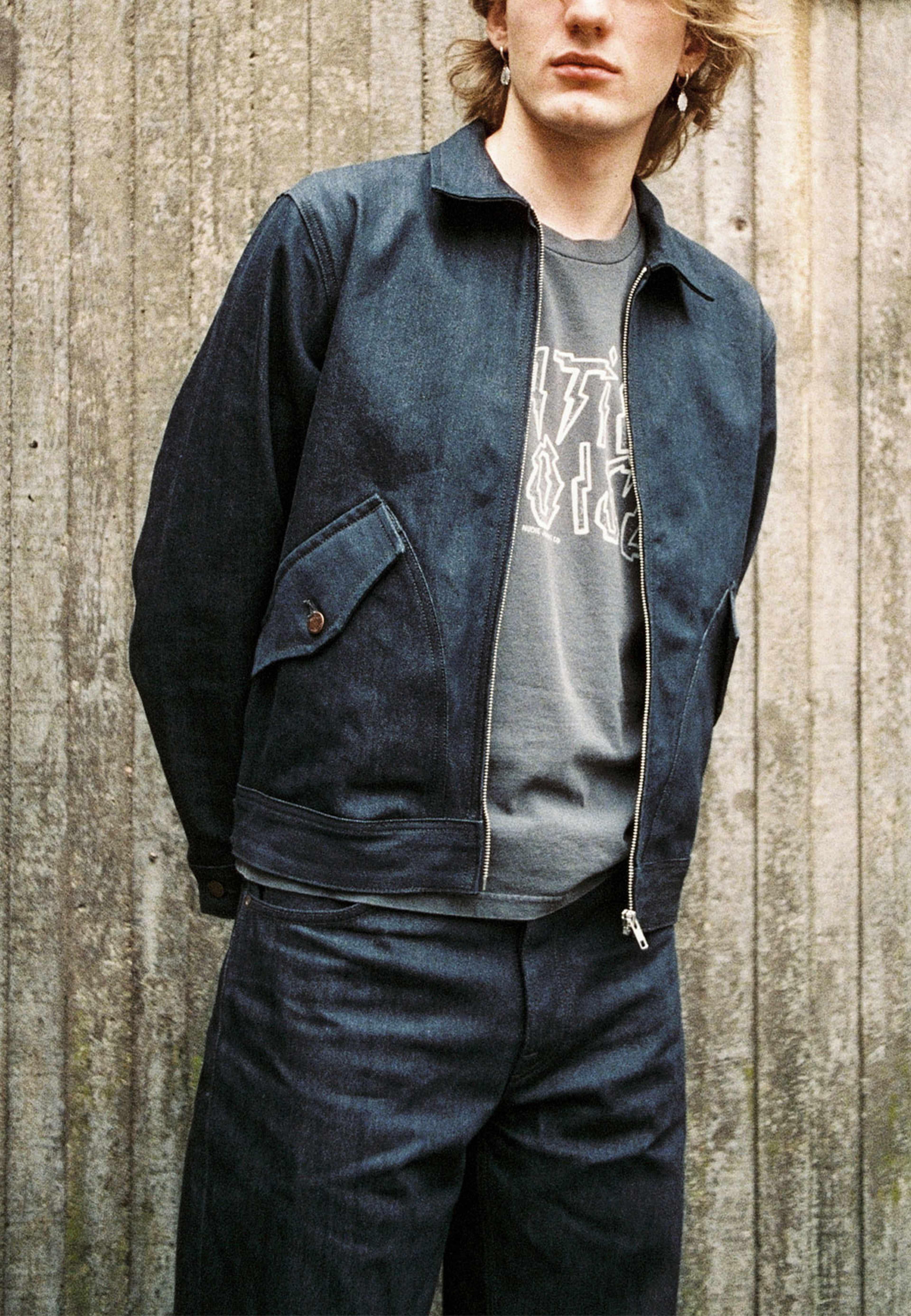 Blake Zip Jacket Static Noise, från Nudie Jeans, i färgen Blue. Klicka för att öppna bilden i stort format