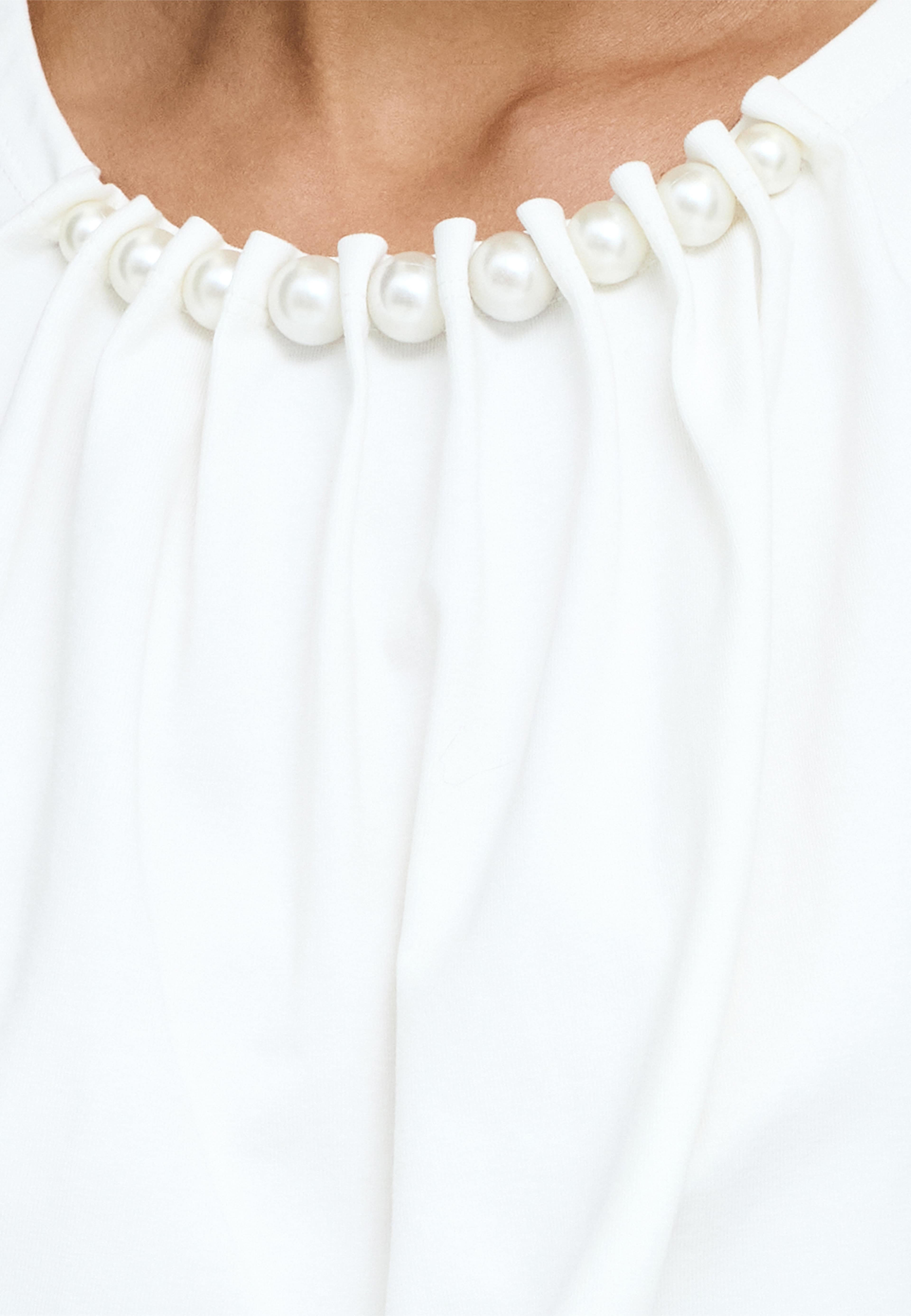 Cotton Jersey Pearl Neck T Shirt, från French Connection, i färgen Winter White. Klicka för att öppna bilden i stort format