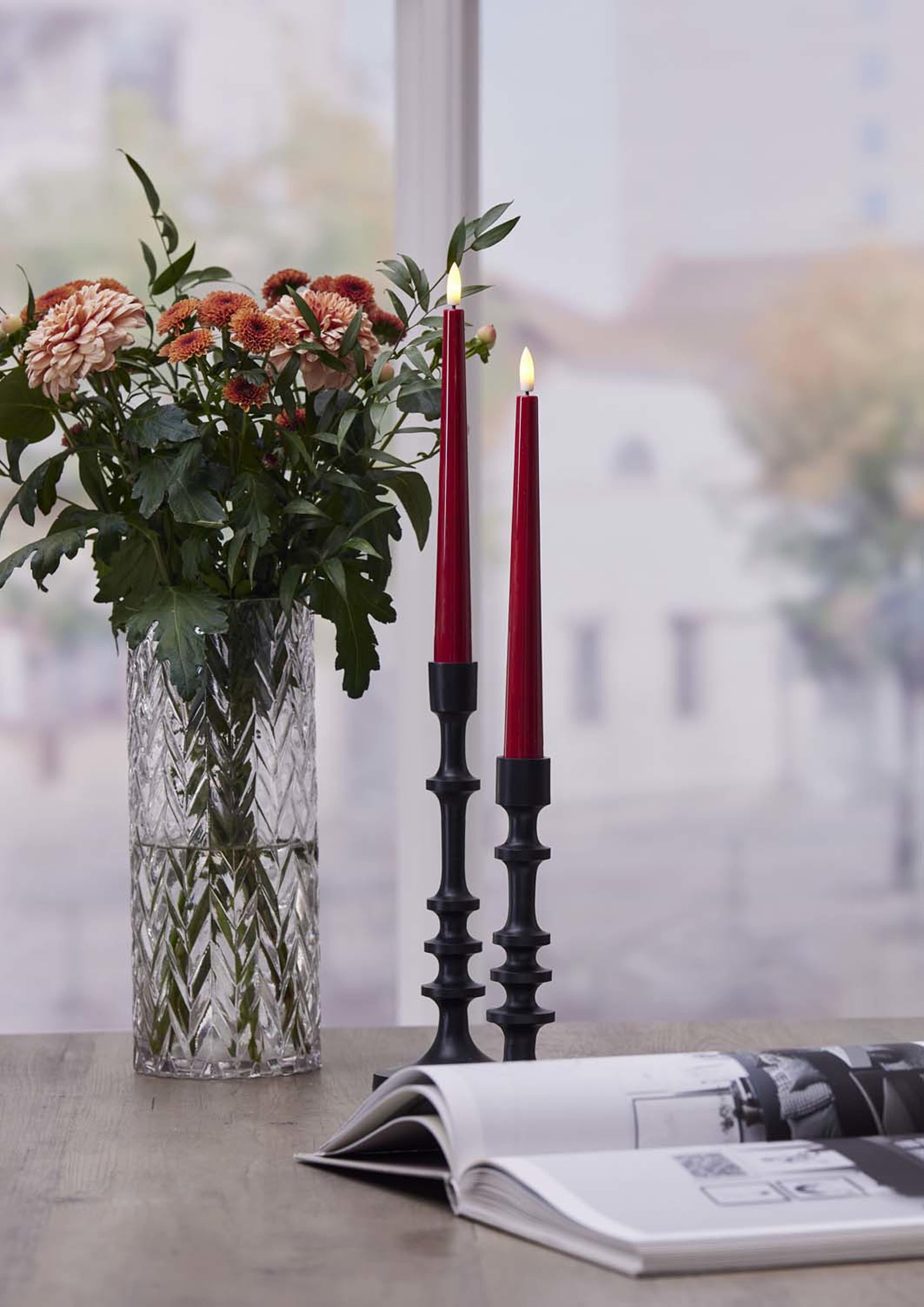 LED Antikljus 2-pack Flamme Candy Röd 26 cm, från Star trading, i färgen Red. Klicka för att öppna bilden i stort format