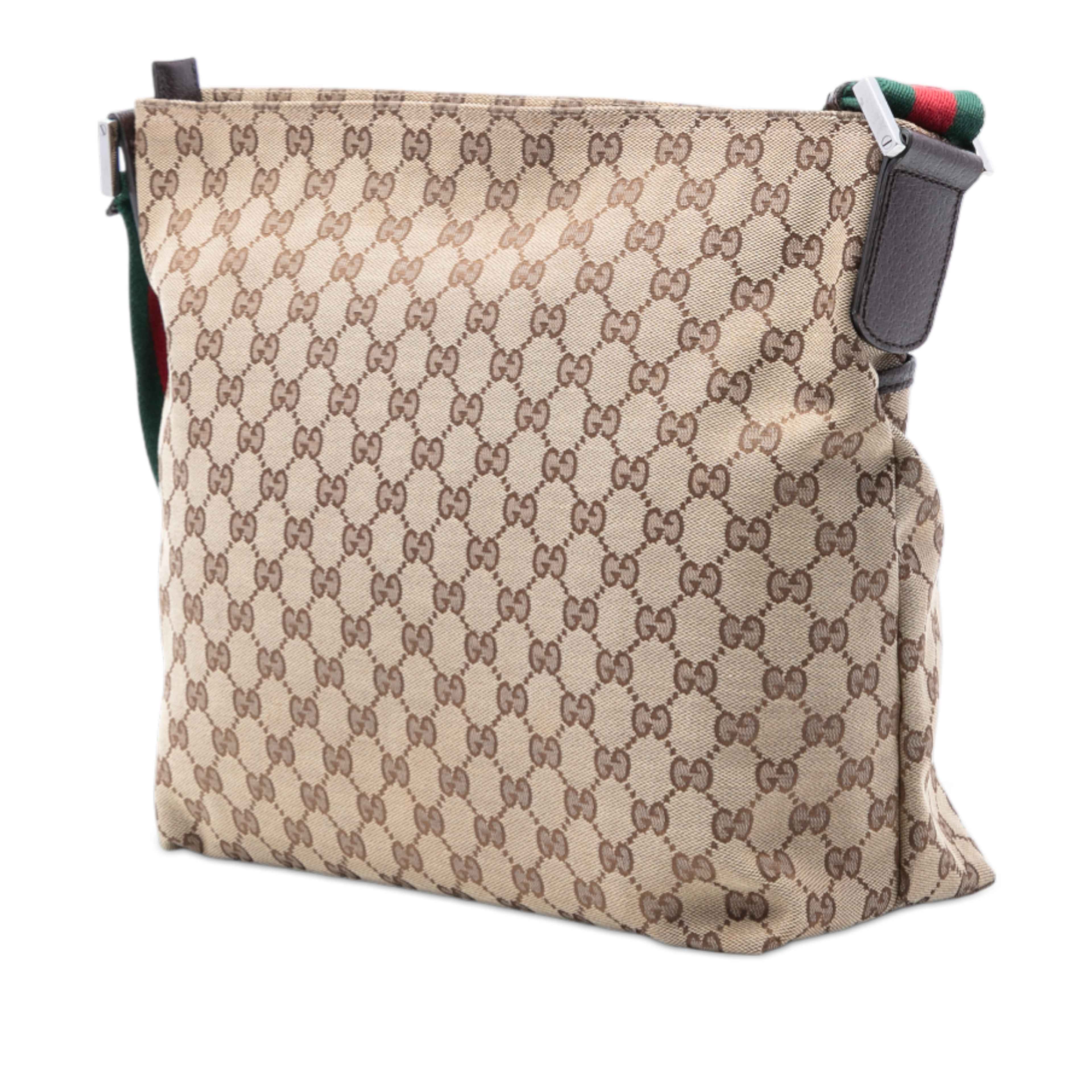 Gucci Gg Canvas Web Crossbody, från Luxclusif, i färgen beige. Klicka för att öppna bilden i stort format