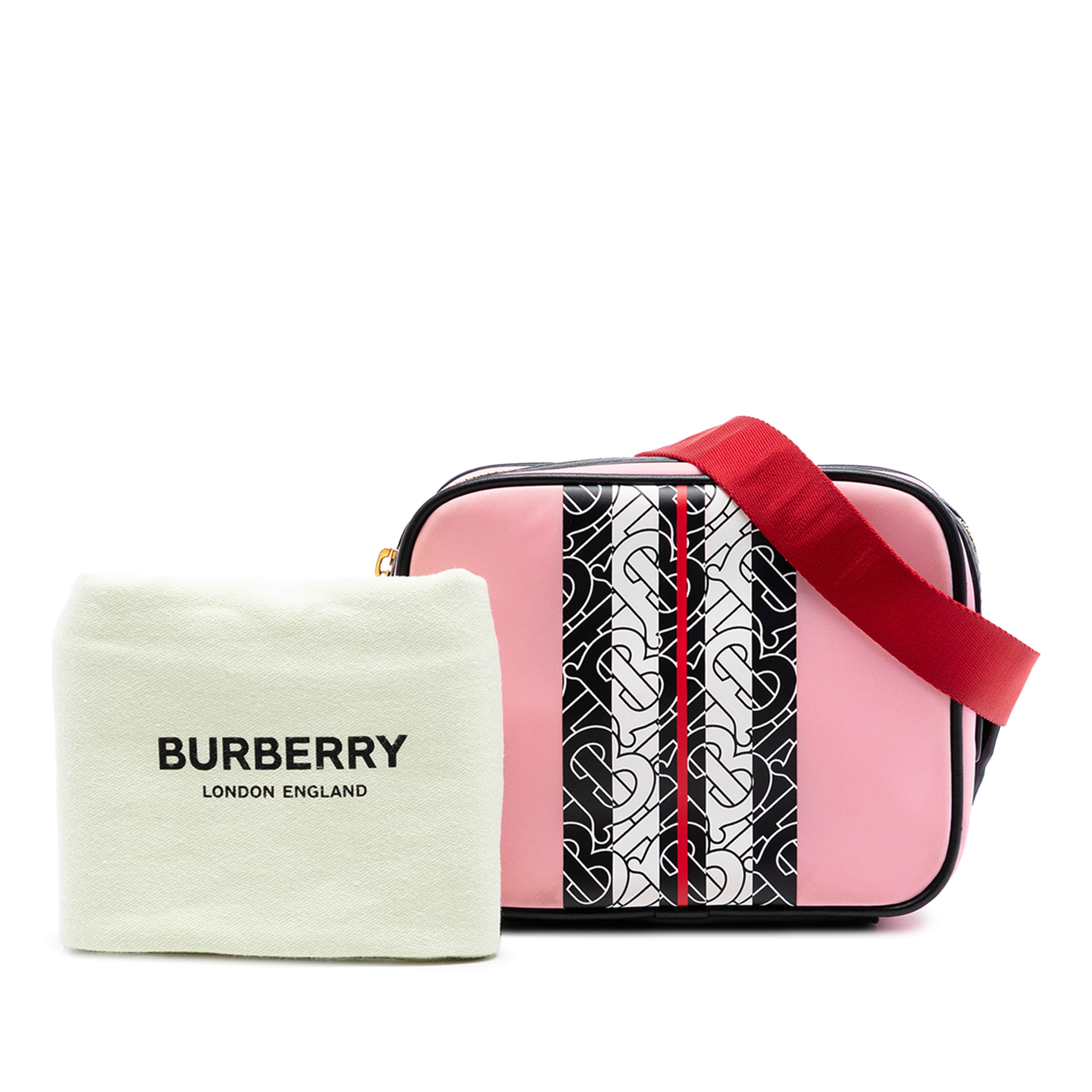 Burberry Tb Monogram Nylon Stripe Kids Camera Bag, från Luxclusif, i färgen rosa. Klicka för att öppna bilden i stort format