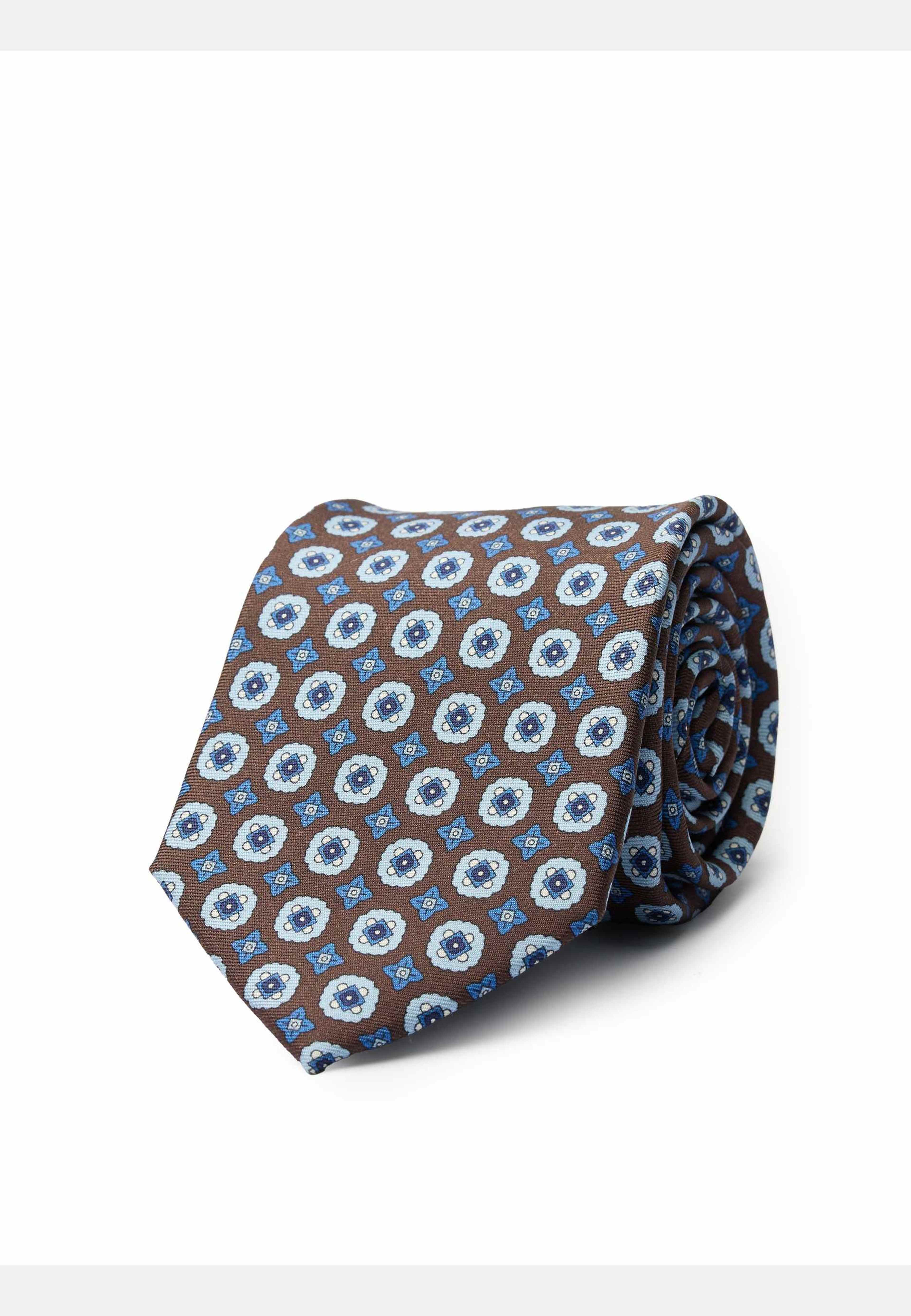 Silk Printed Medallion Tie, från John Henric, i färgen brown. Klicka för att öppna bilden i stort format