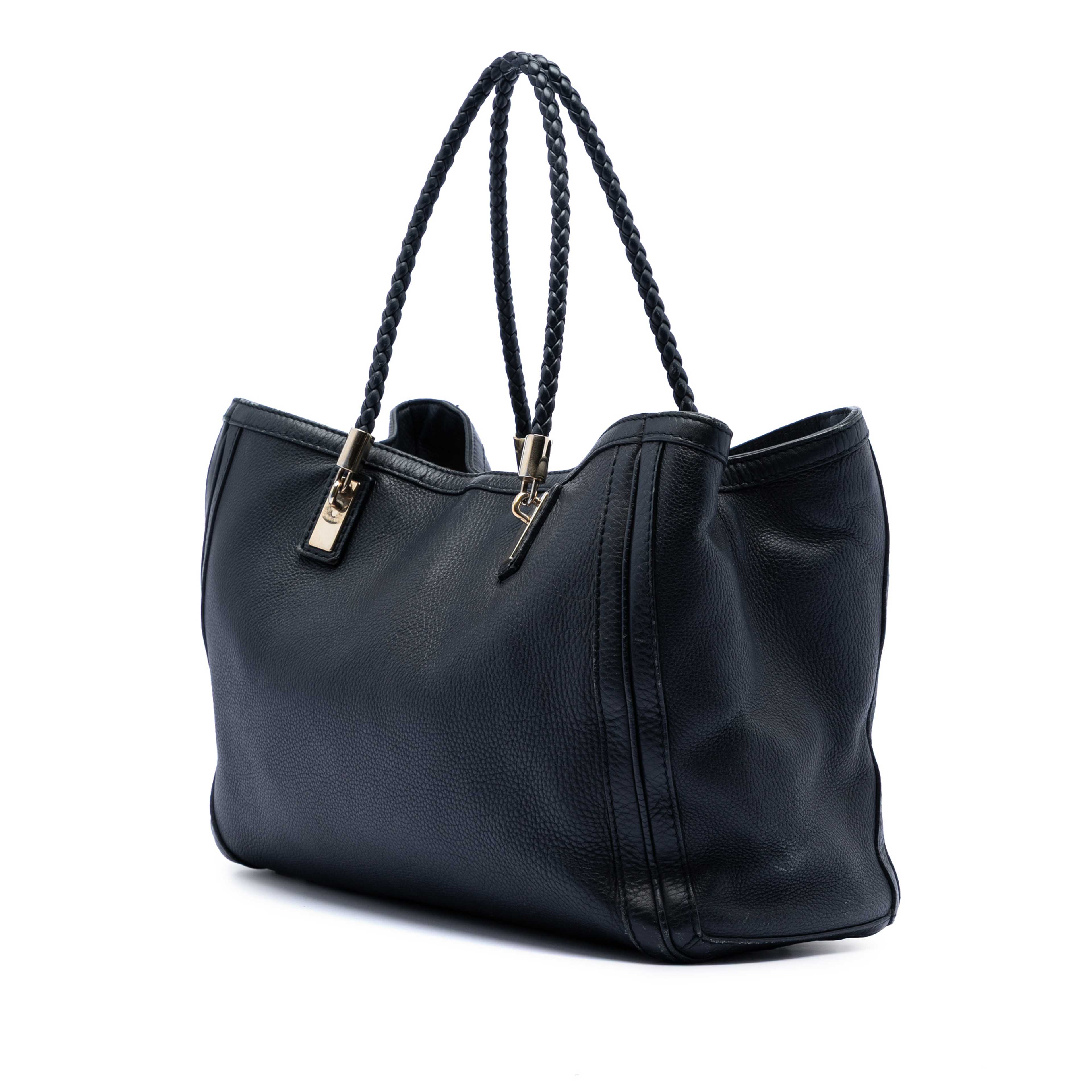 Gucci Medium Leather Bella Tote, från Luxclusif, i färgen black. Klicka för att öppna bilden i stort format