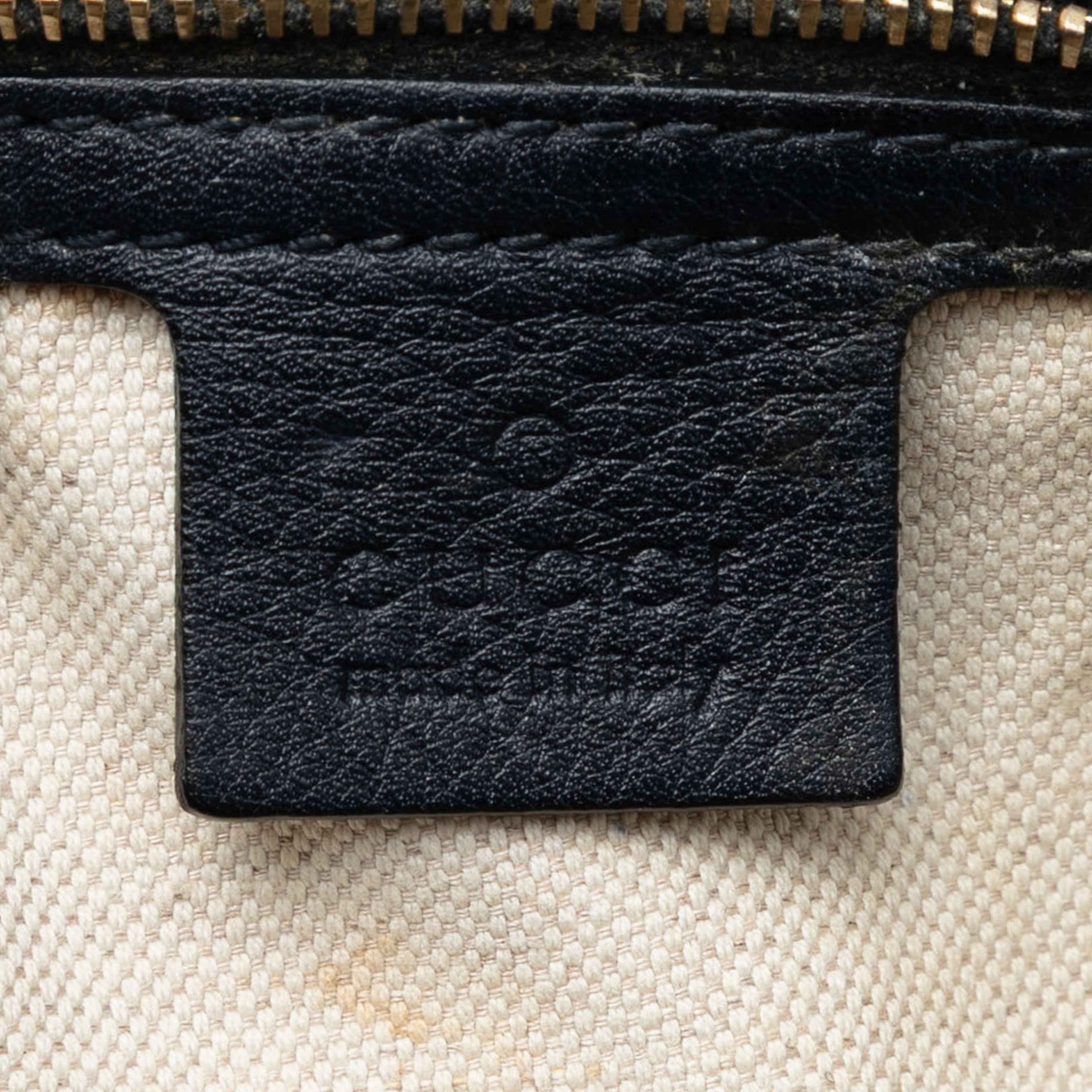 Gucci Medium Leather Bella Tote, från Luxclusif, i färgen black. Klicka för att öppna bilden i stort format