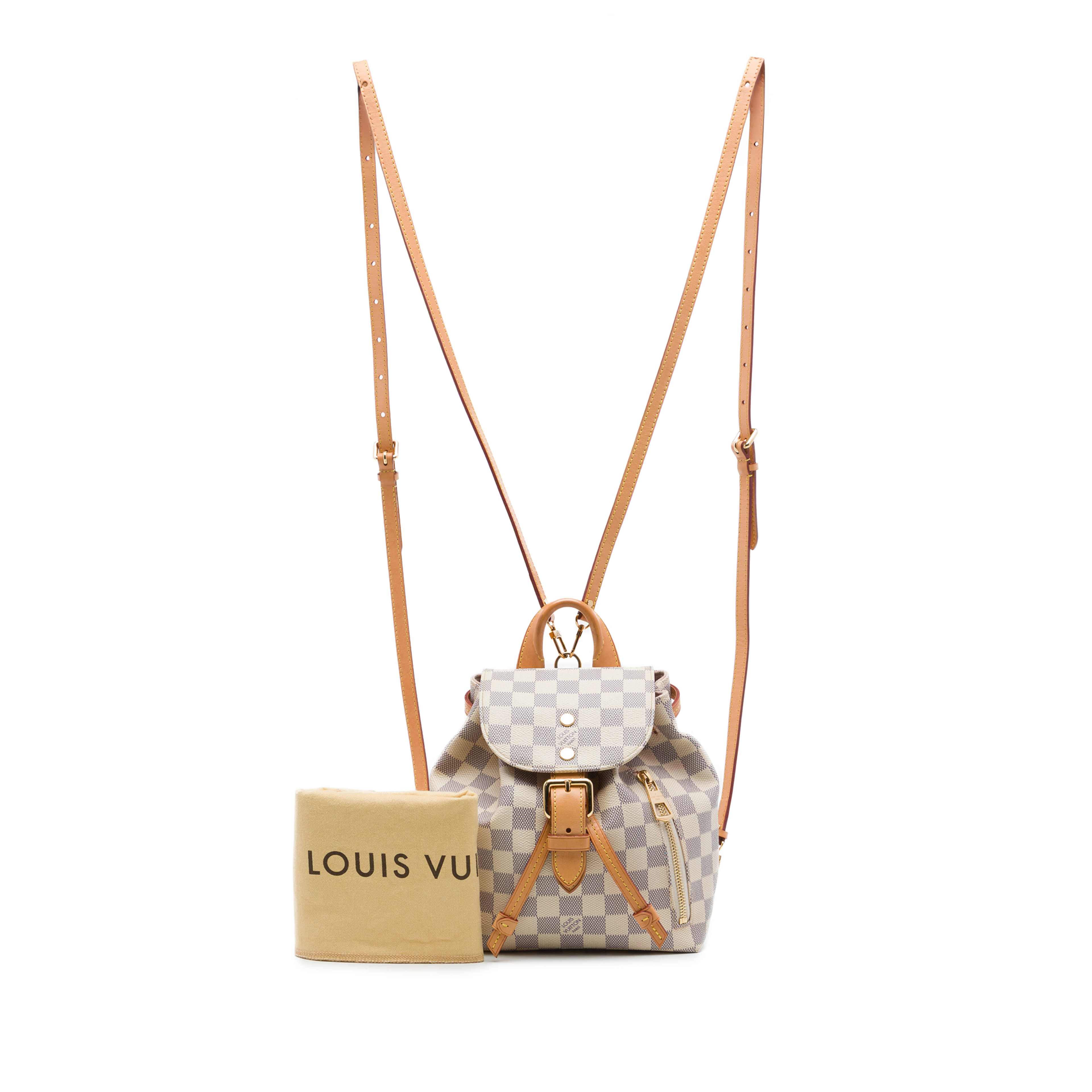 Louis Vuitton Damier Azur Sperone Bb, från Luxclusif, i färgen vit. Klicka för att öppna bilden i stort format