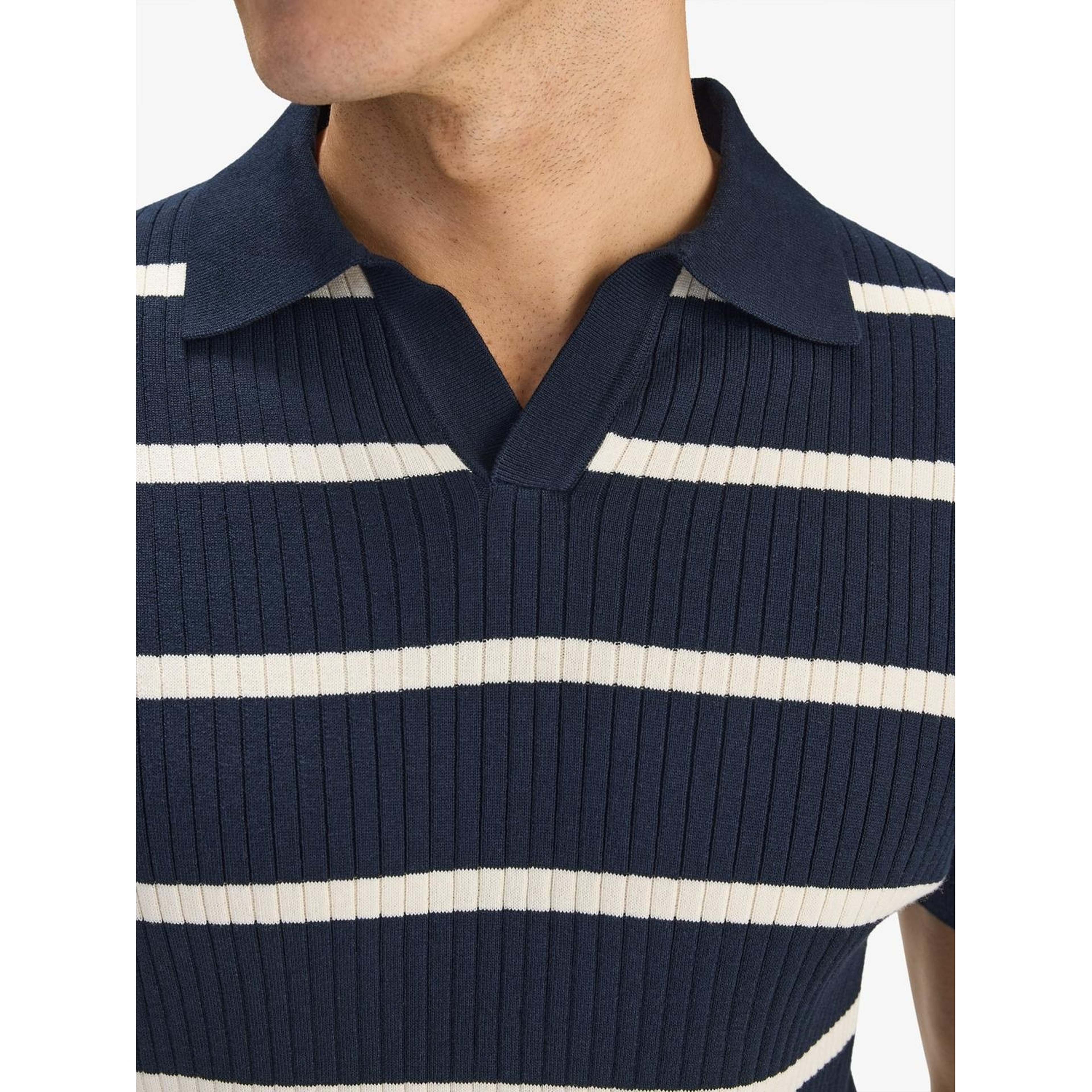 Cotton Rib Knitted Ss Polo Sweater (pedro)