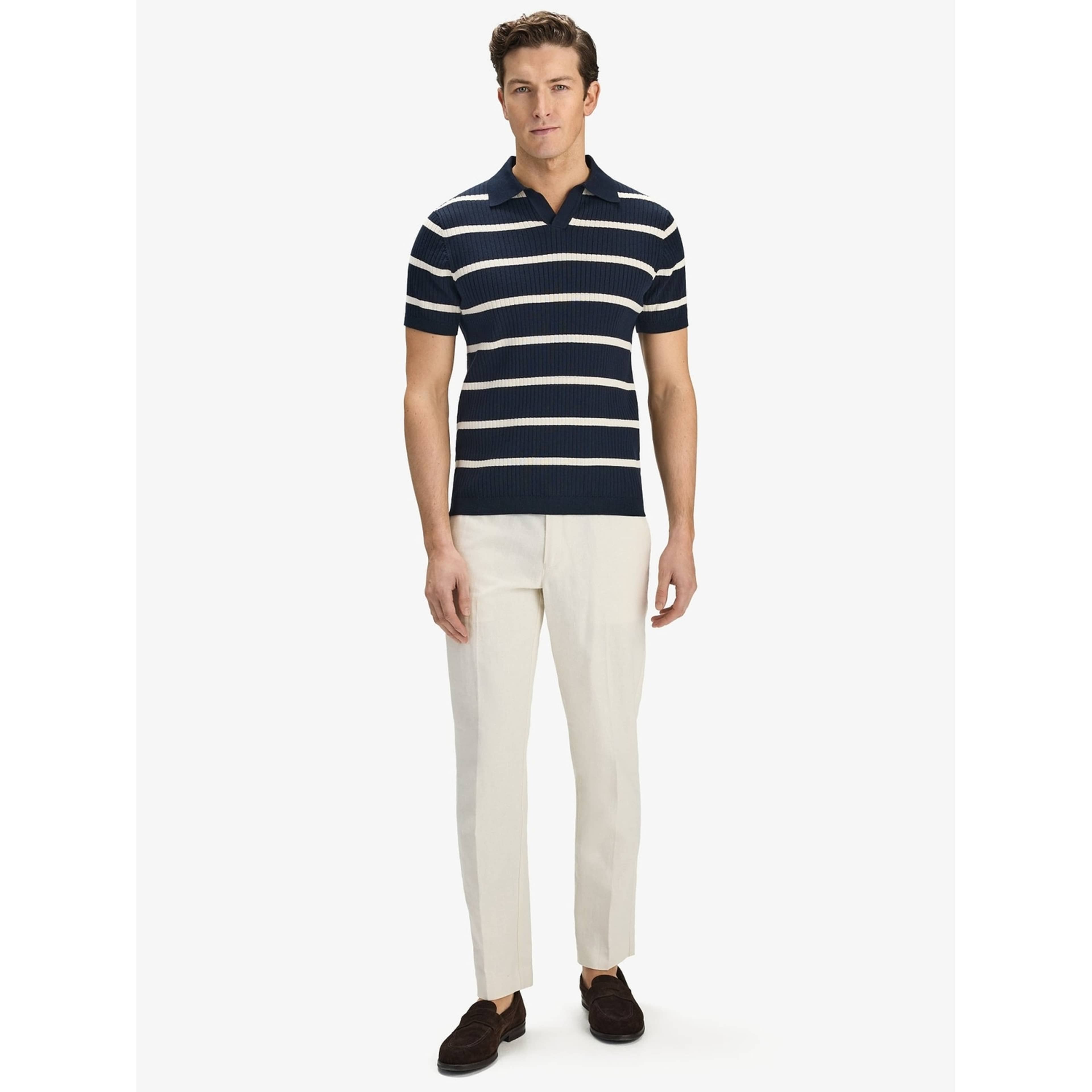 Cotton Rib Knitted Ss Polo Sweater (pedro)