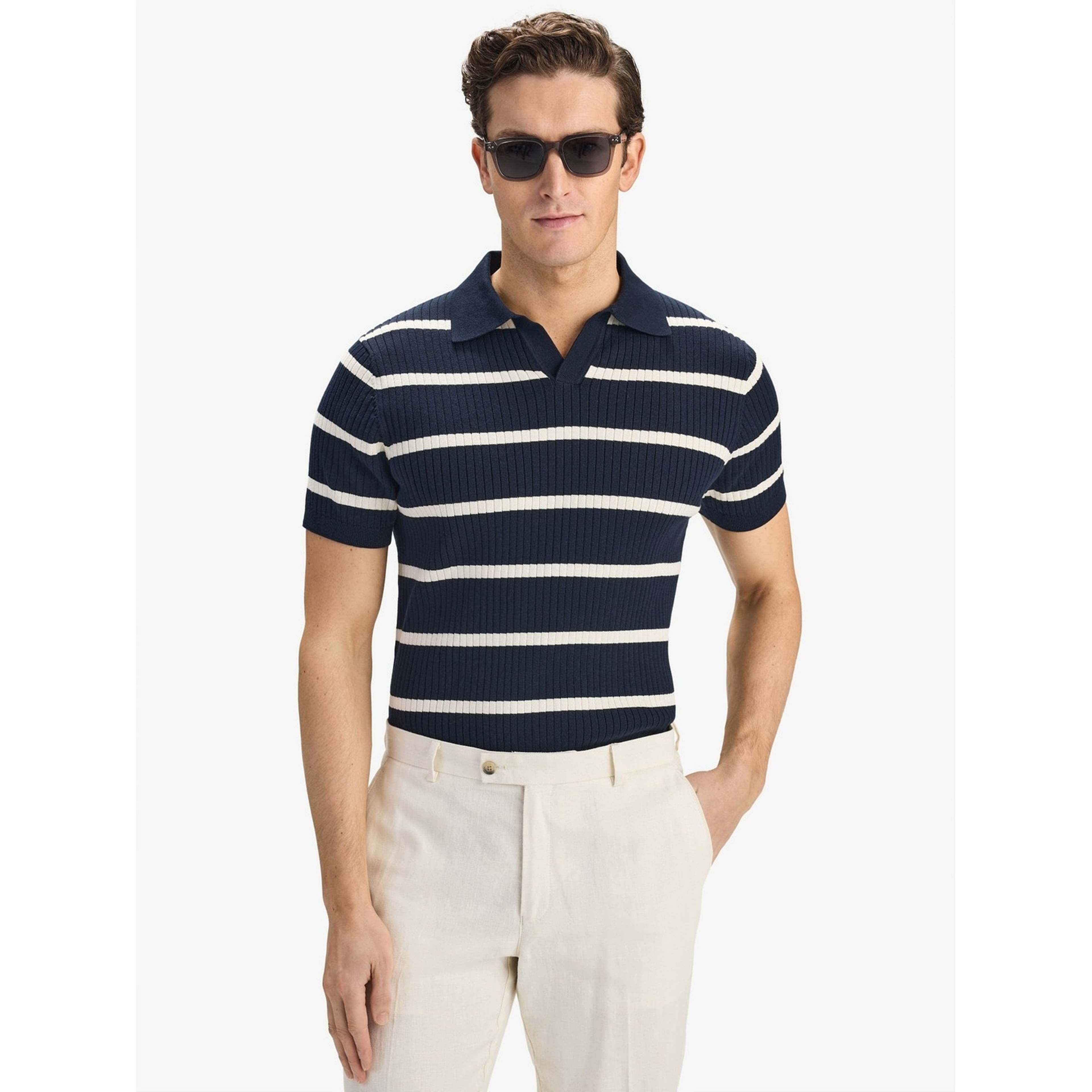 Cotton Rib Knitted Ss Polo Sweater (pedro)