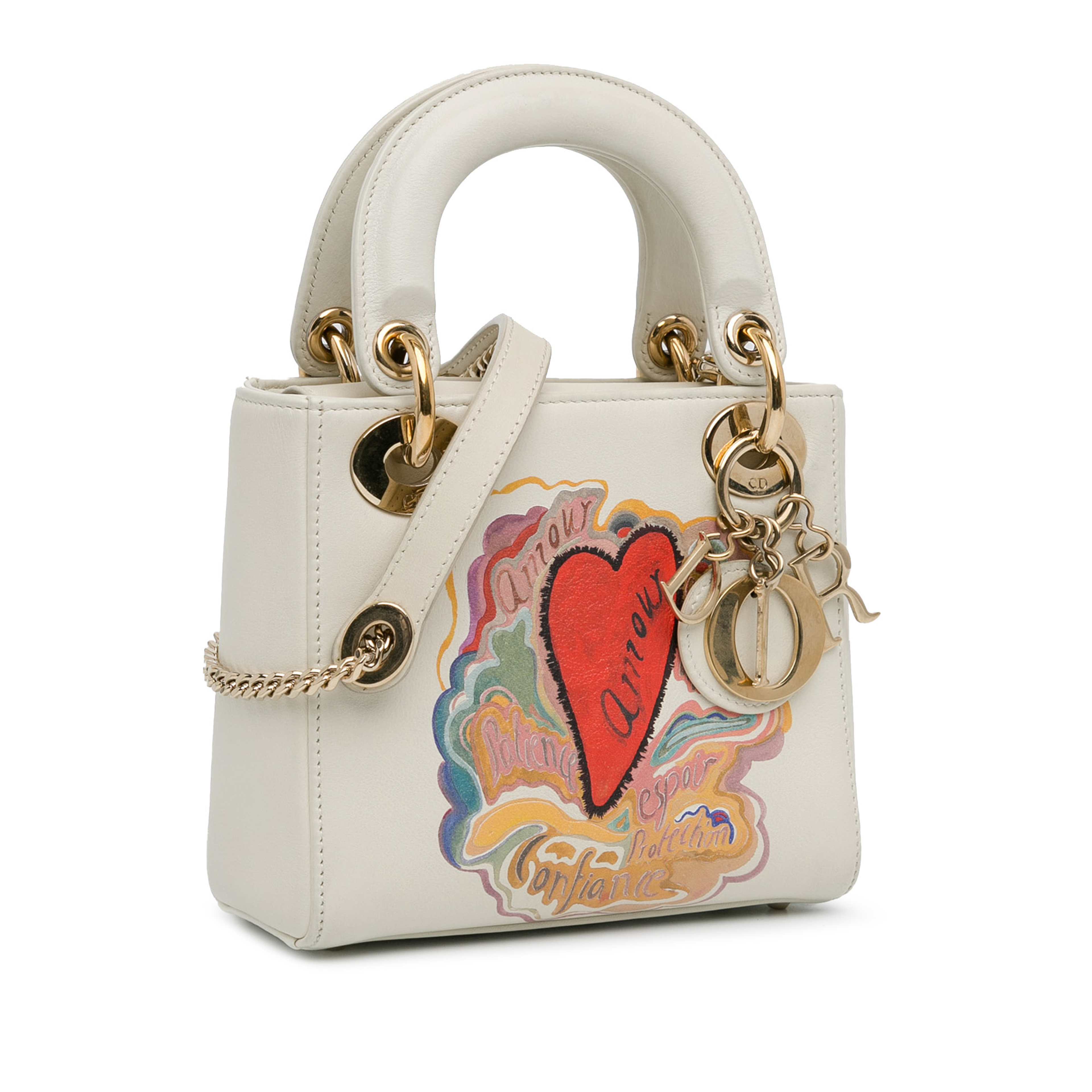 Dior Dioramour Niki De Saint Phalle Mini Calfskin Lady Dior, från Luxclusif, i färgen vit. Klicka för att öppna bilden i stort format