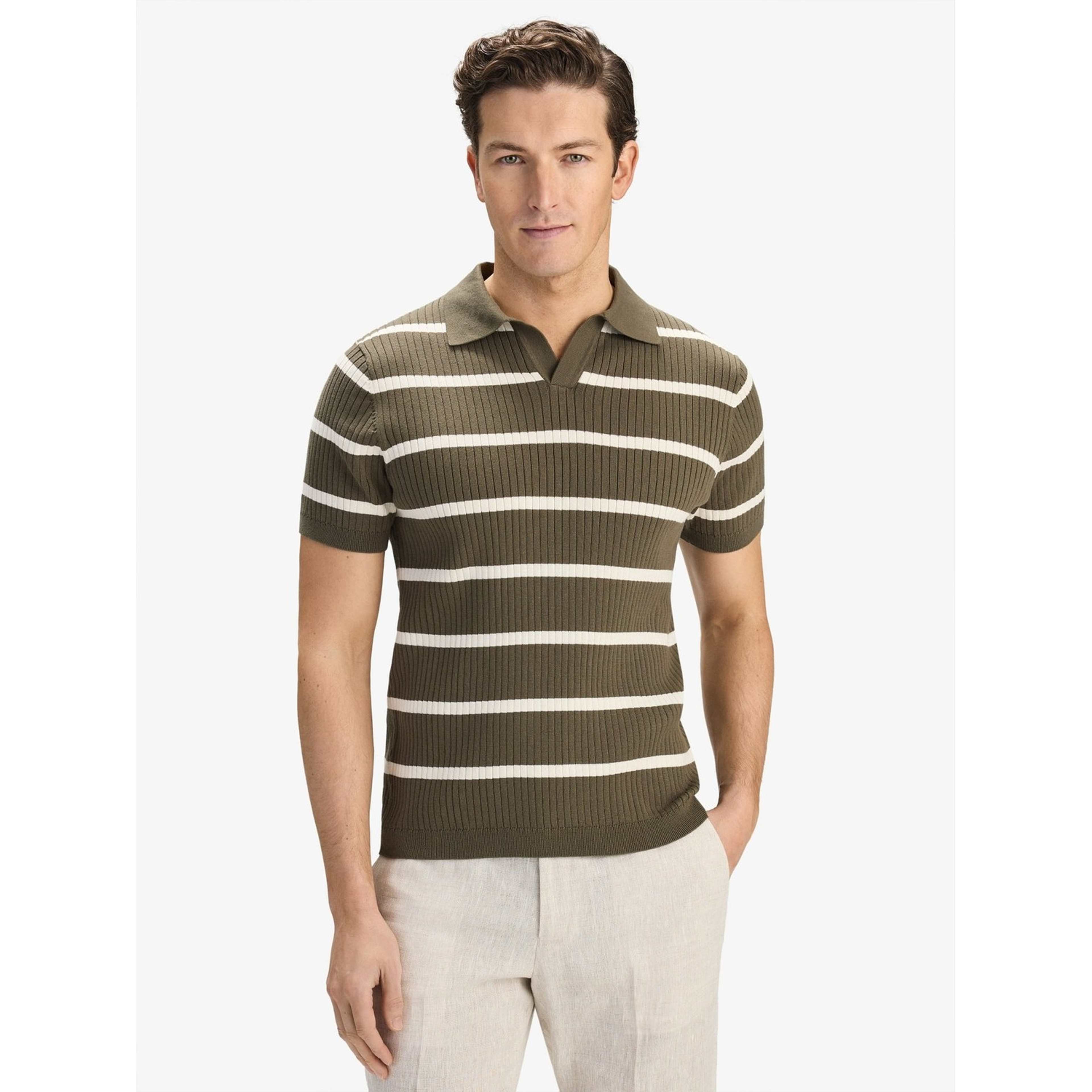 Cotton Rib Knitted Ss Polo Sweater (pedro)