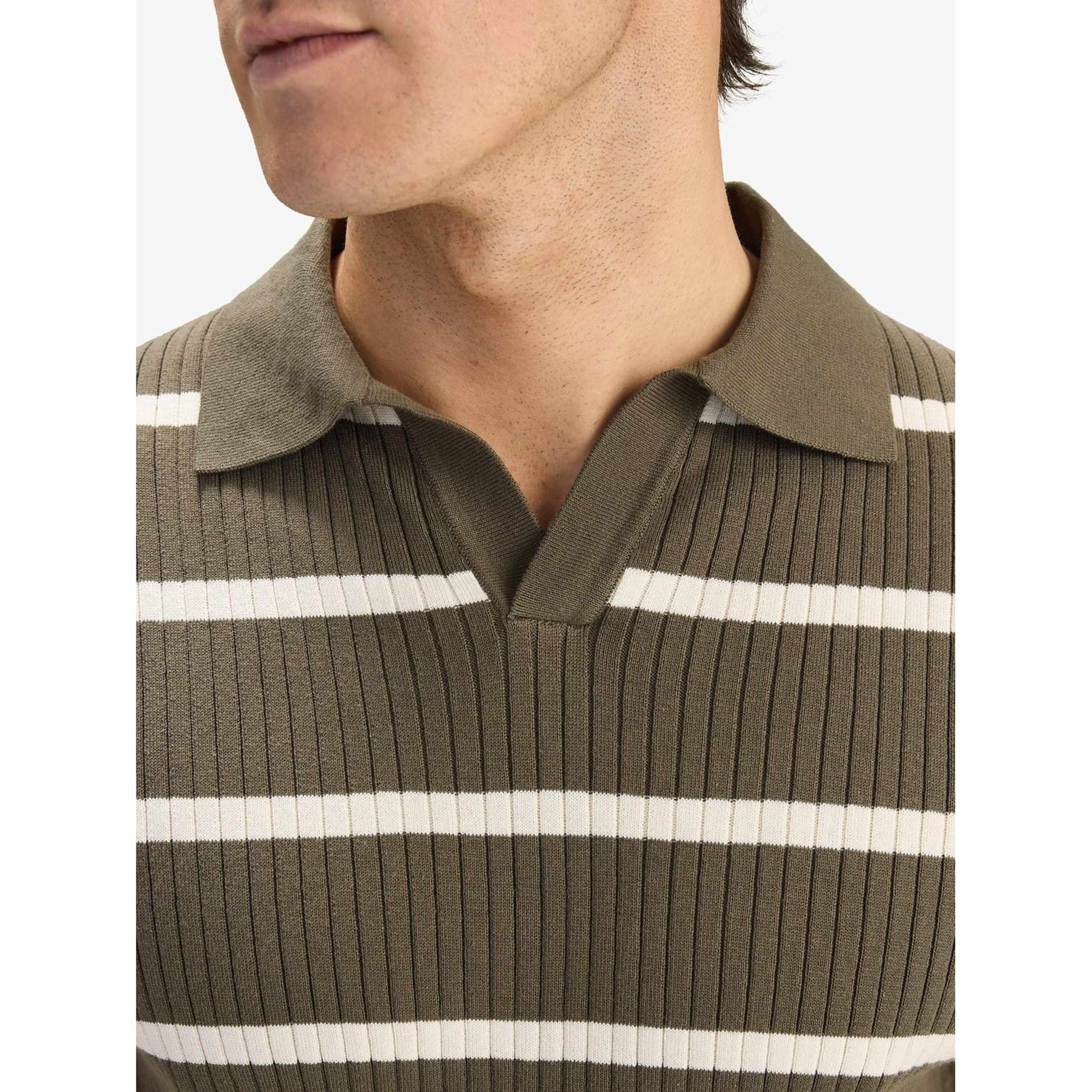 Cotton Rib Knitted Ss Polo Sweater (pedro)