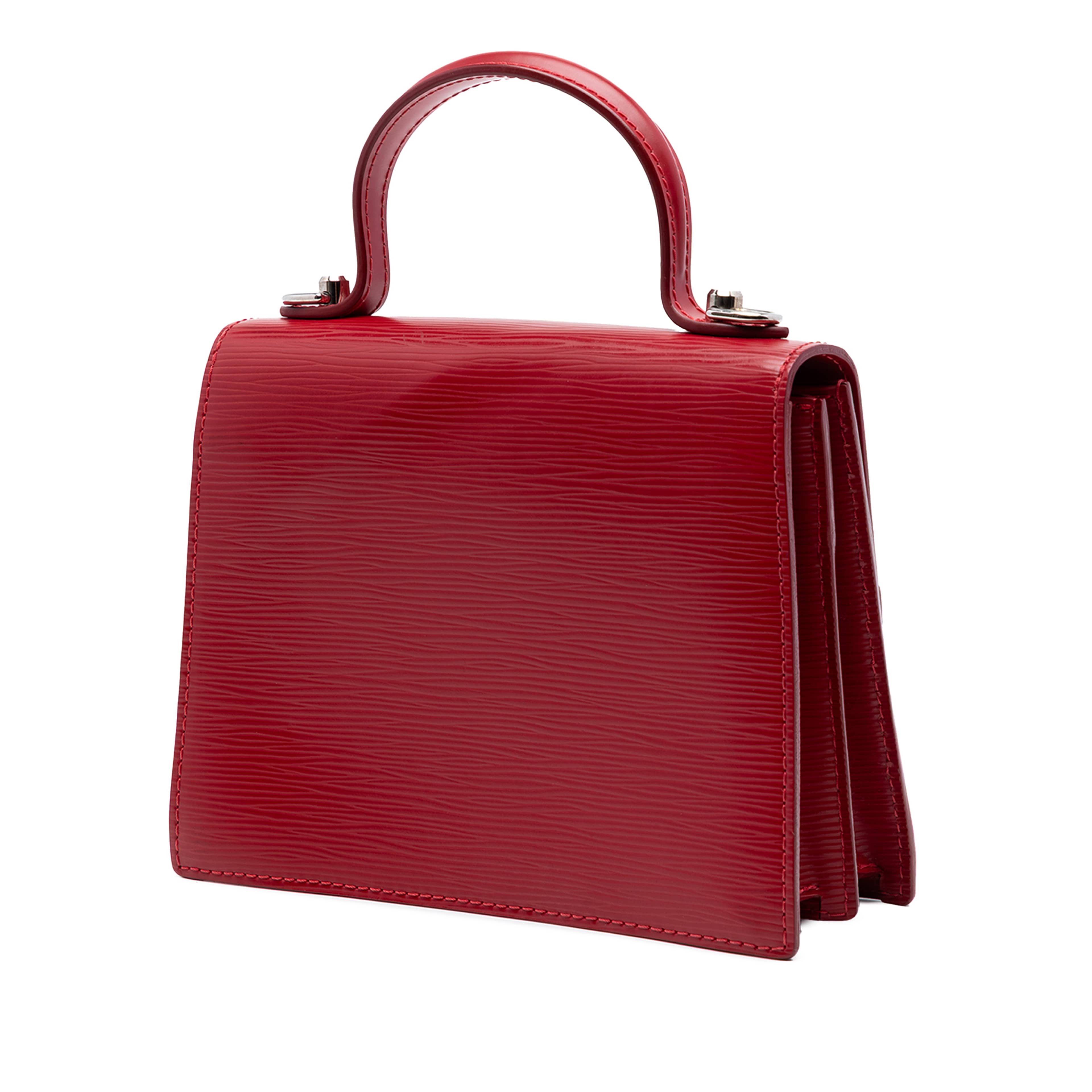 Louis Vuitton Epi Sevigne Satchel, från Luxclusif, i färgen red. Klicka för att öppna bilden i stort format