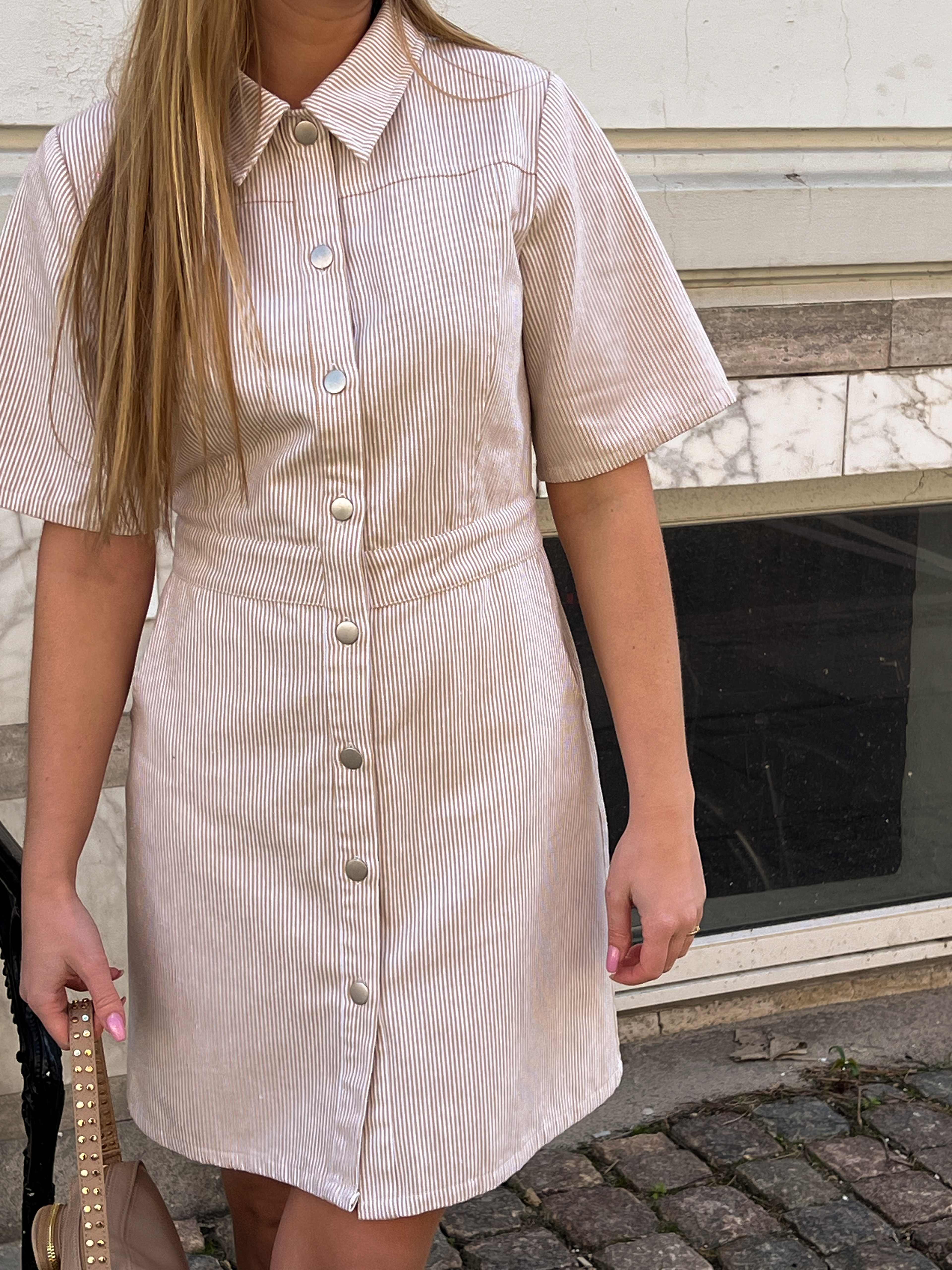 Benita Dress - Beige/white