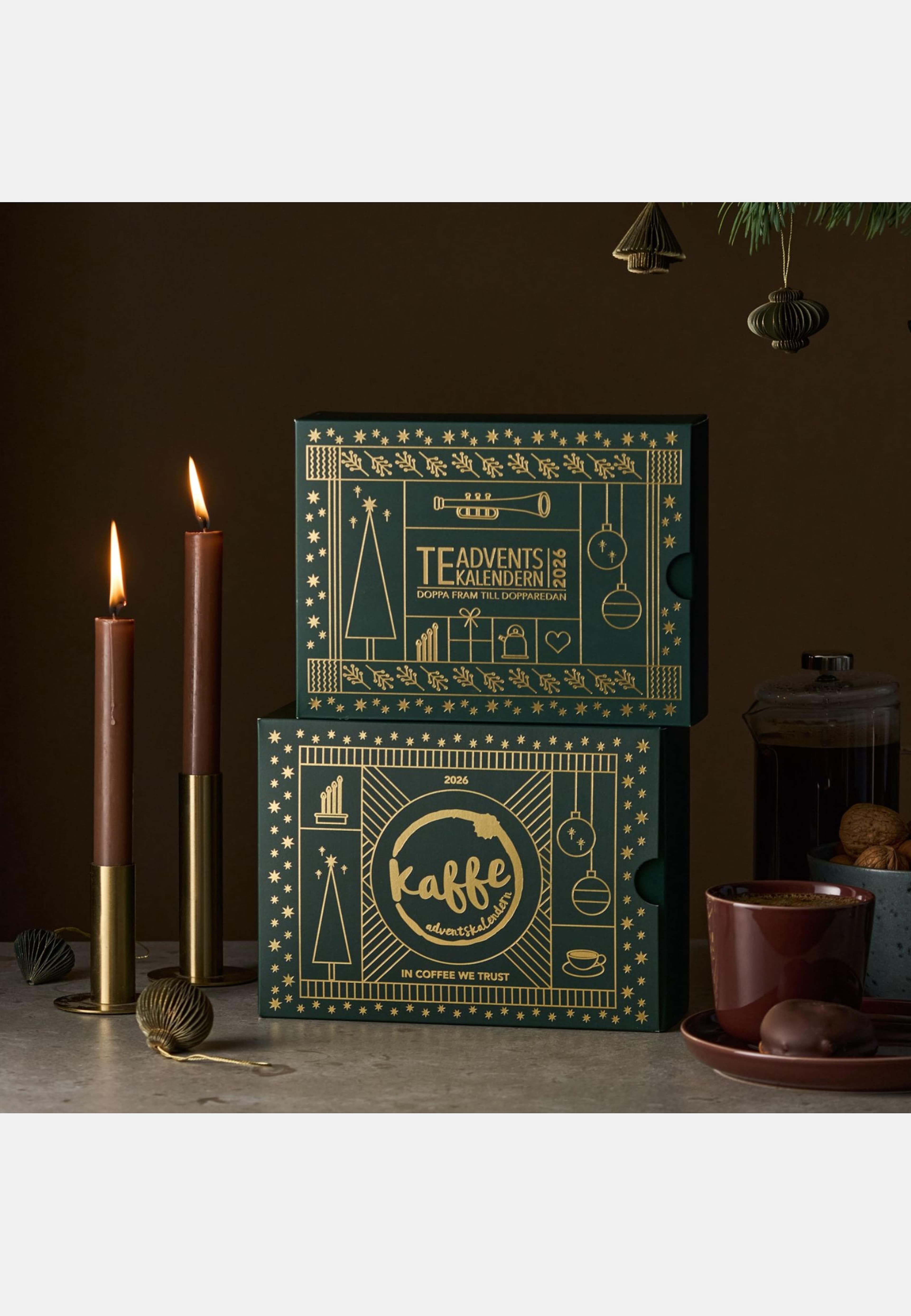 Kaffe-adventskalendern, från Nabo, i färgen mörkgrön. Klicka för att öppna bilden i stort format