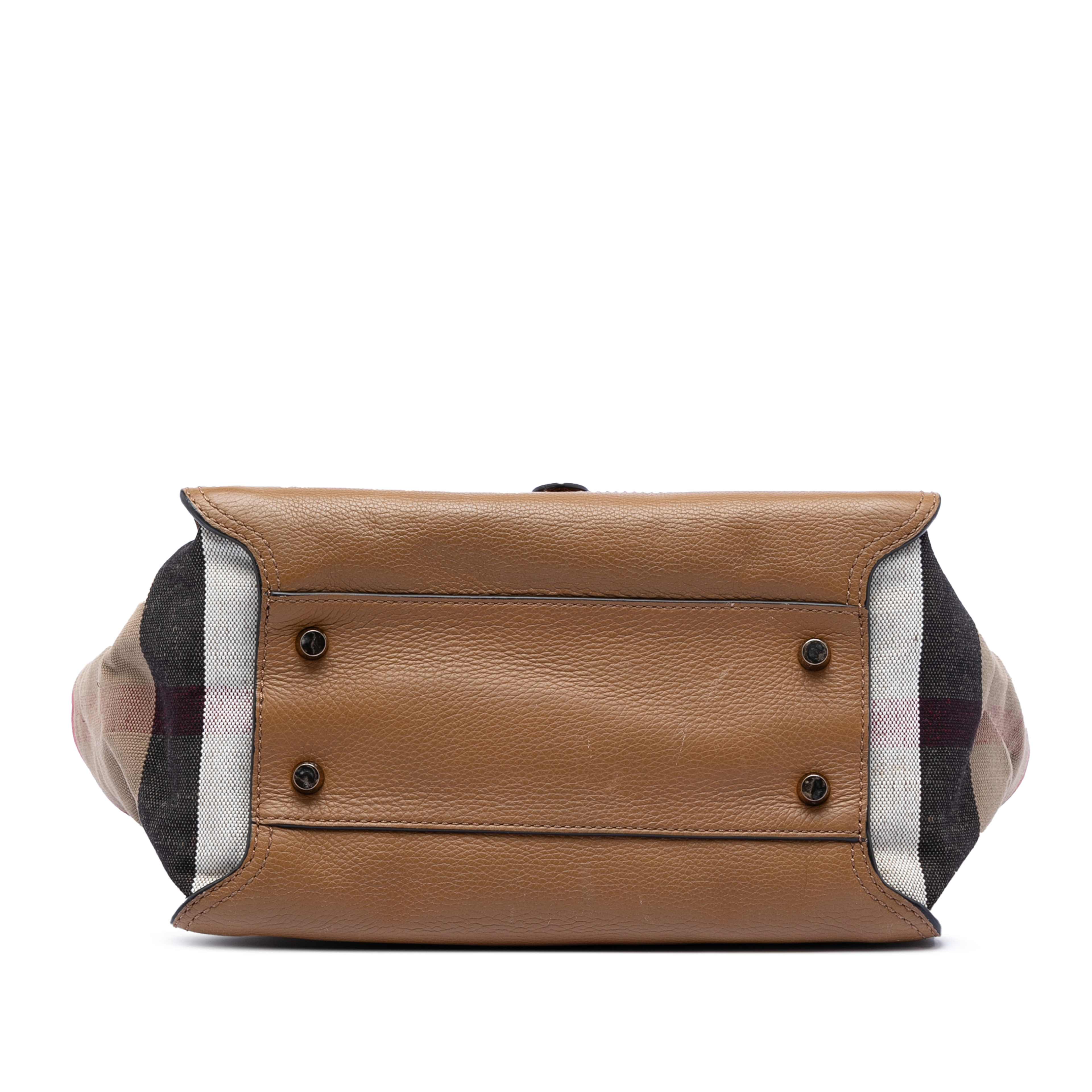 Burberry Medium Leather And House Check Harcourt Satchel, från Luxclusif, i färgen light brown. Klicka för att öppna bilden i stort format