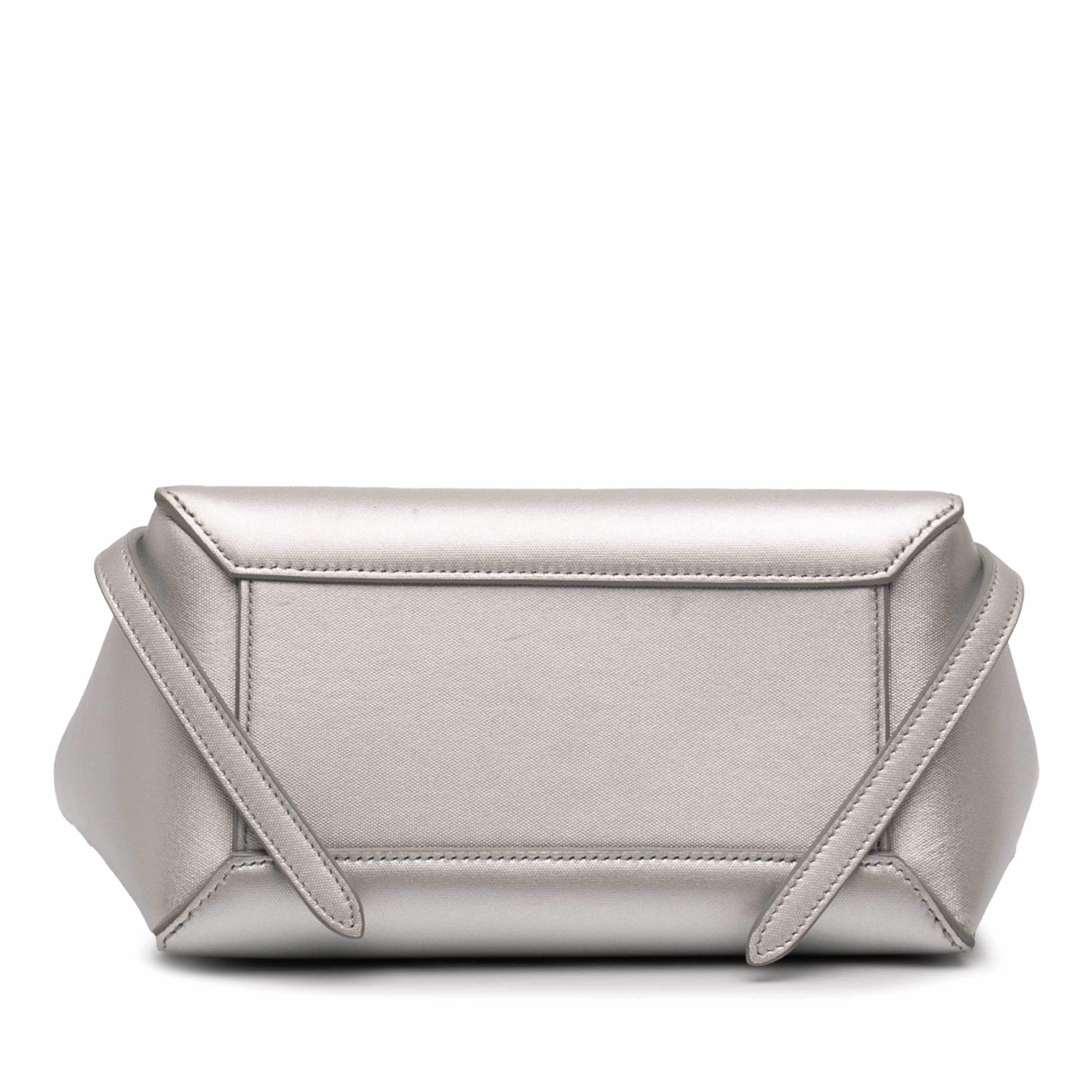 Celine Nano Laminated Calfskin Belt Bag, från Luxclusif, i färgen silver. Klicka för att öppna bilden i stort format