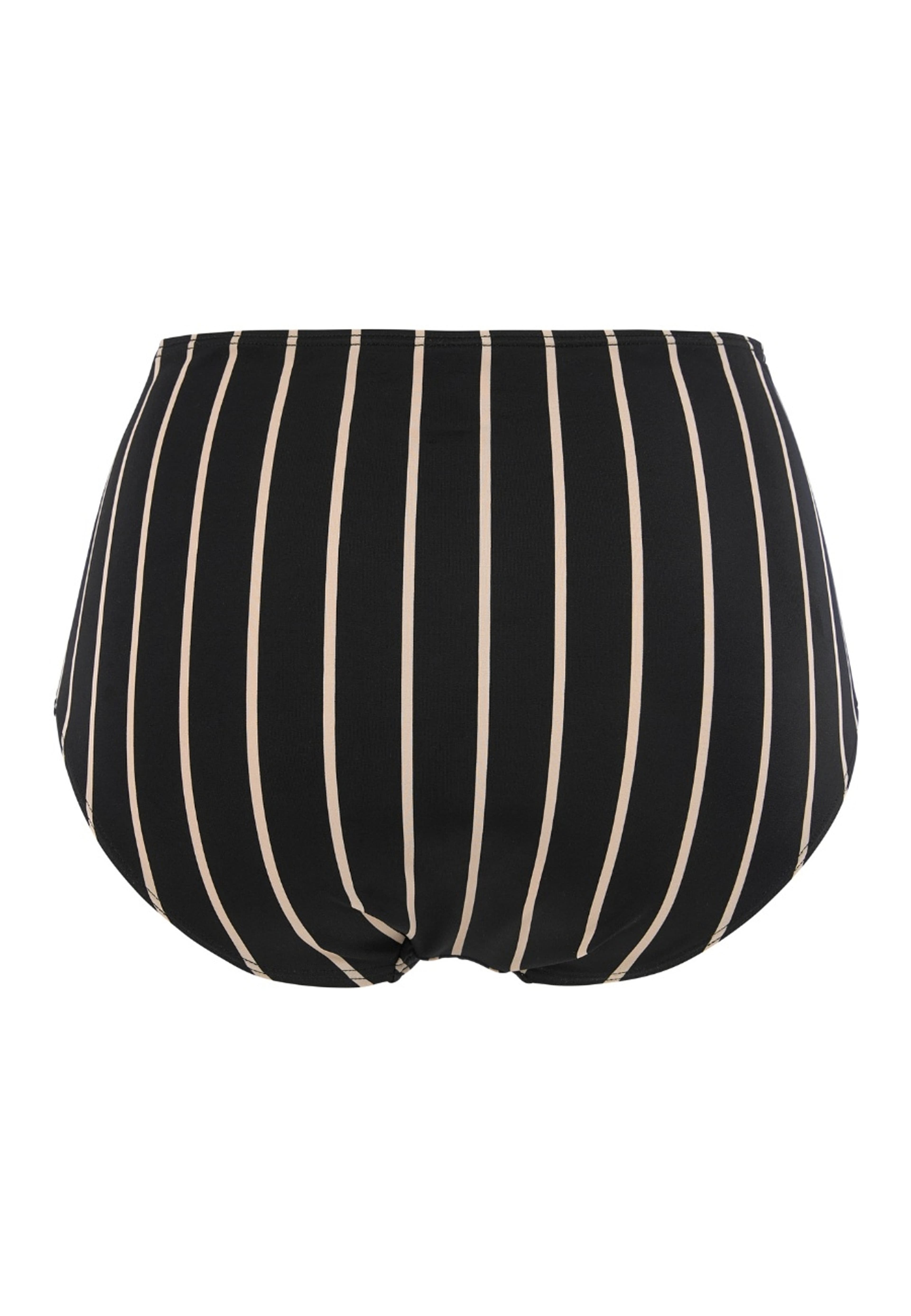 Portofino Bikinitrosa Med Hög Midja, från Swegmark, i färgen black/beige stripe. Klicka för att öppna bilden i stort format