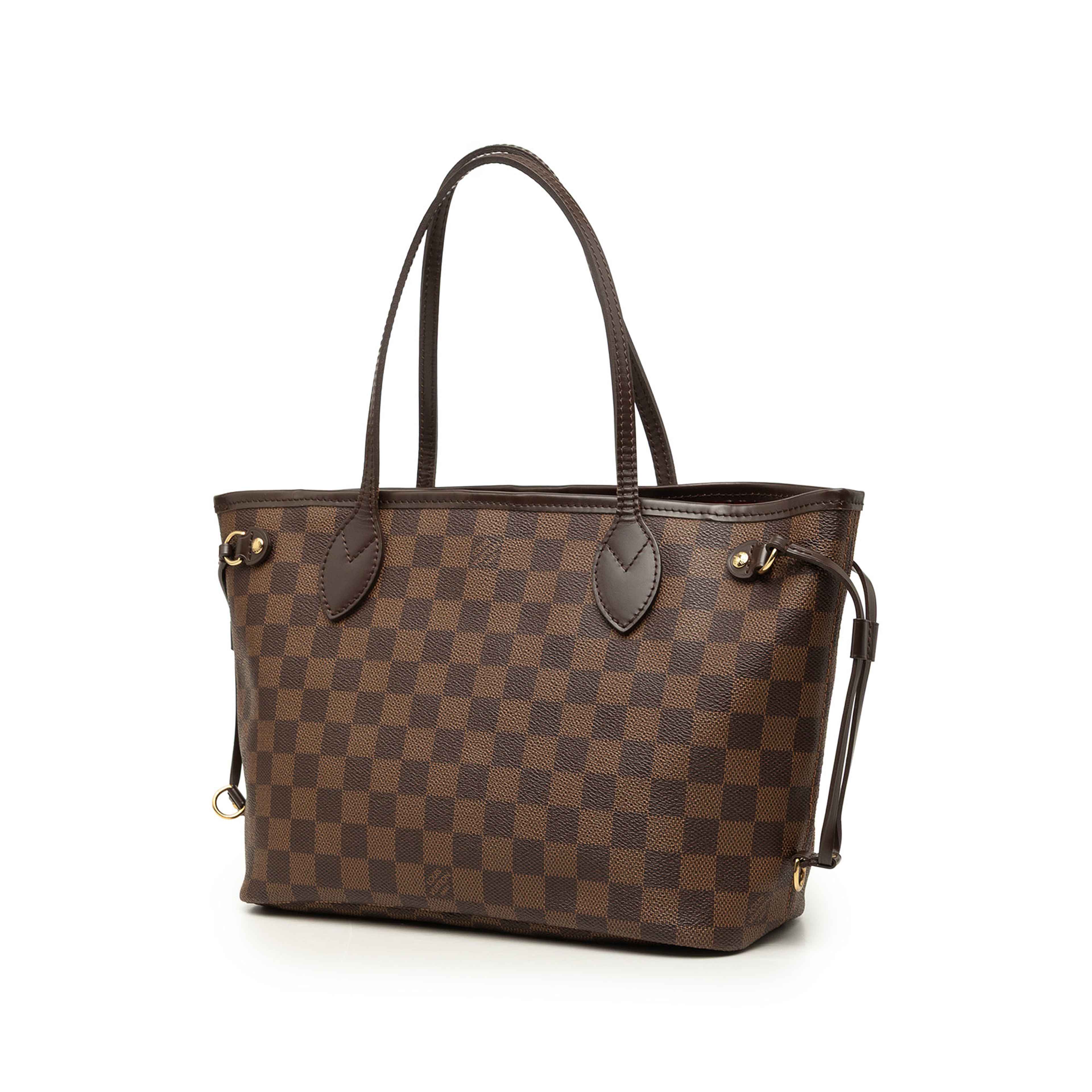 Louis Vuitton Damier Ebene Neverfull Pm, från Luxclusif, i färgen brun. Klicka för att öppna bilden i stort format