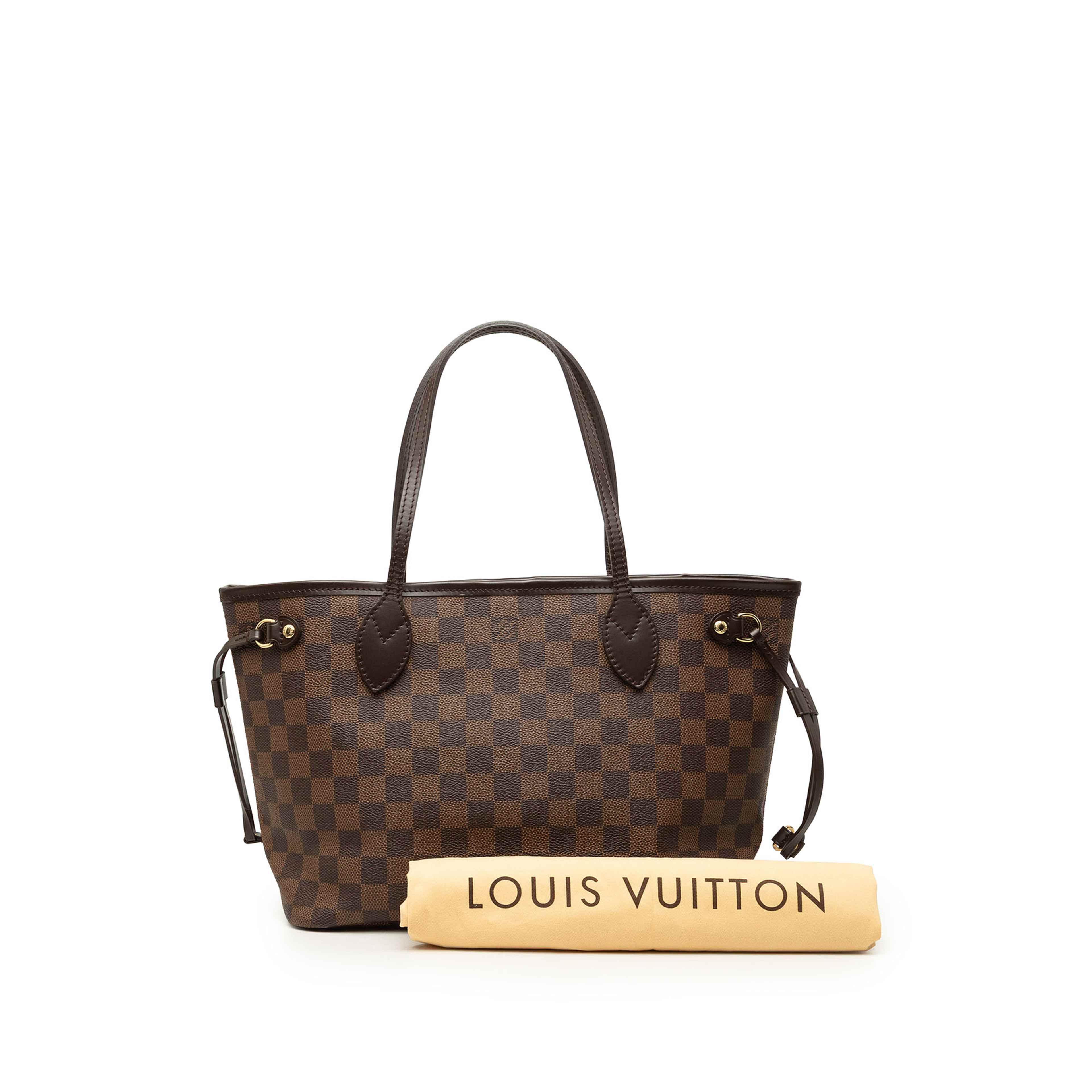 Louis Vuitton Damier Ebene Neverfull Pm, från Luxclusif, i färgen brun. Klicka för att öppna bilden i stort format
