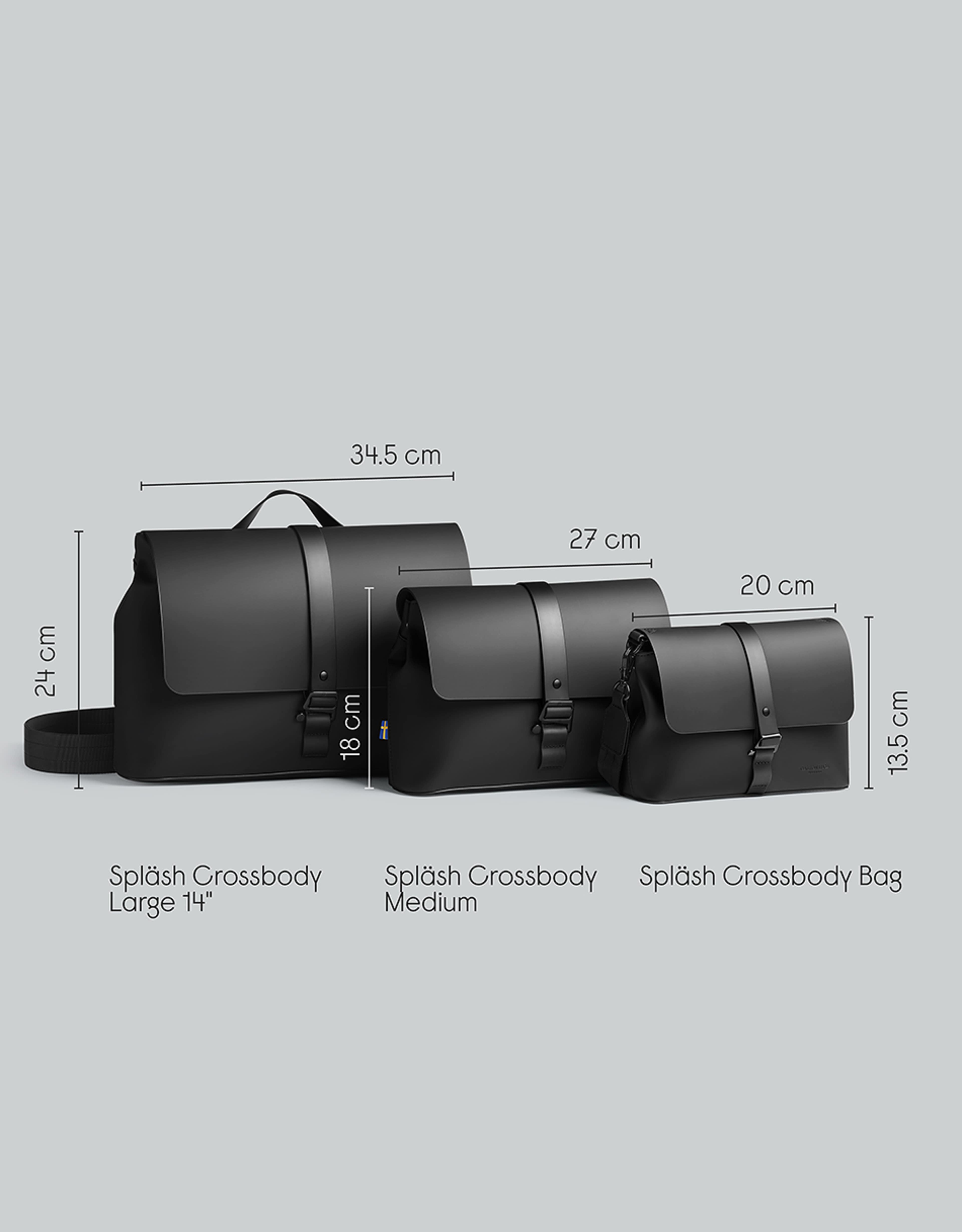 Spläsh Crossbody, från Gaston Luga, i färgen charcoal grey. Klicka för att öppna bilden i stort format