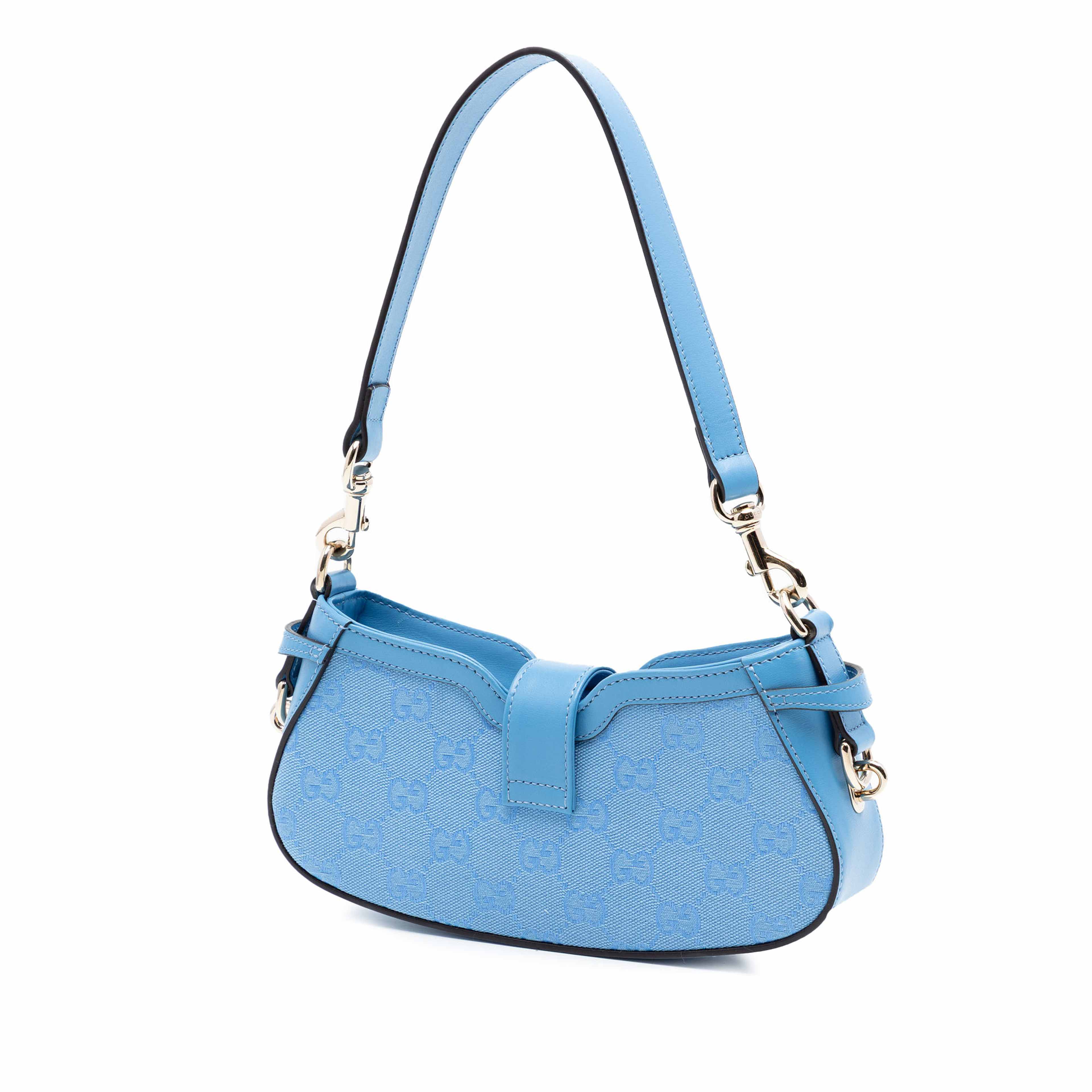 Gucci Mini Gg Canvas Moon Side Shoulder Bag, från Luxclusif, i färgen blå. Klicka för att öppna bilden i stort format