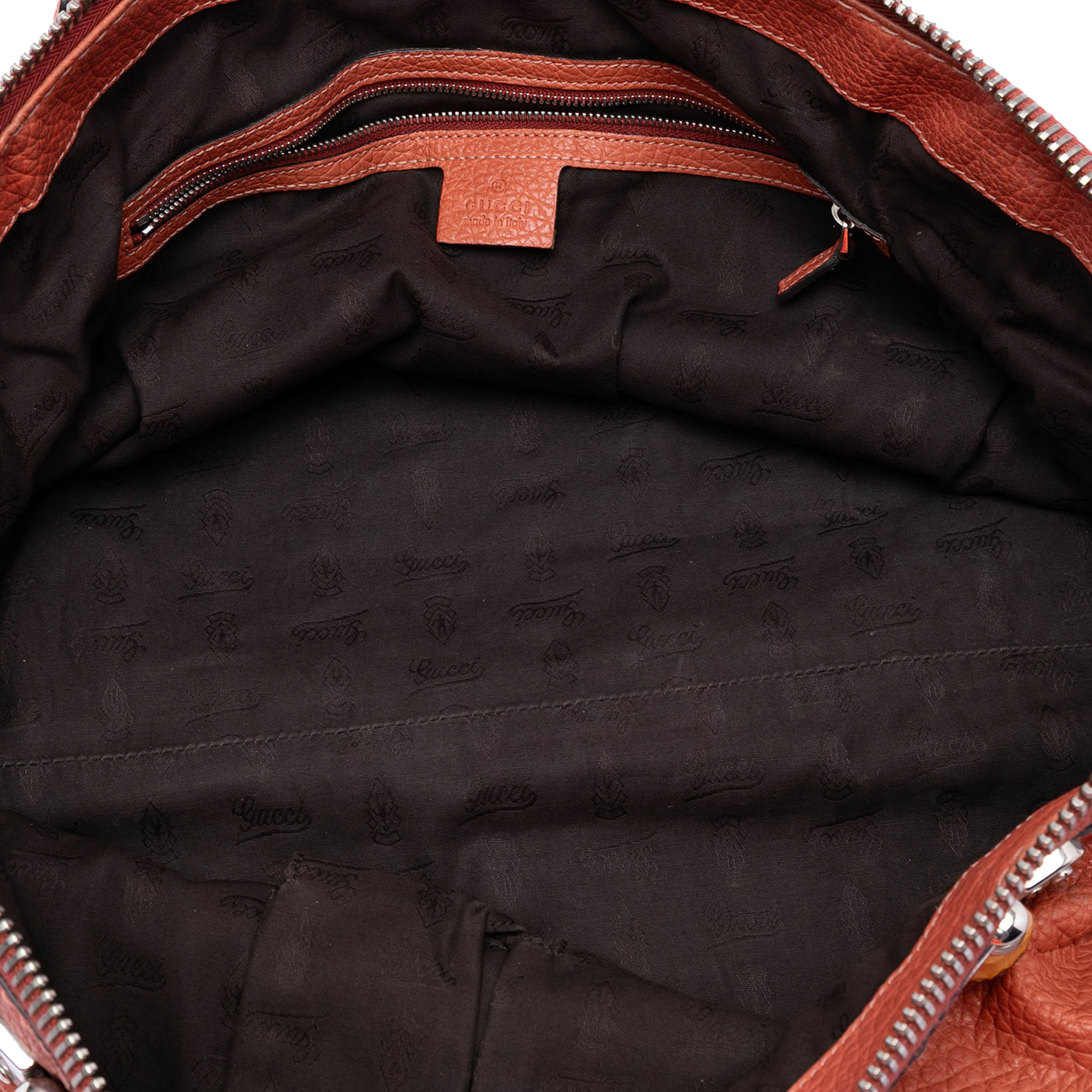 Gucci Medium Leather Bamboo Bar Tote, från Luxclusif, i färgen orange. Klicka för att öppna bilden i stort format