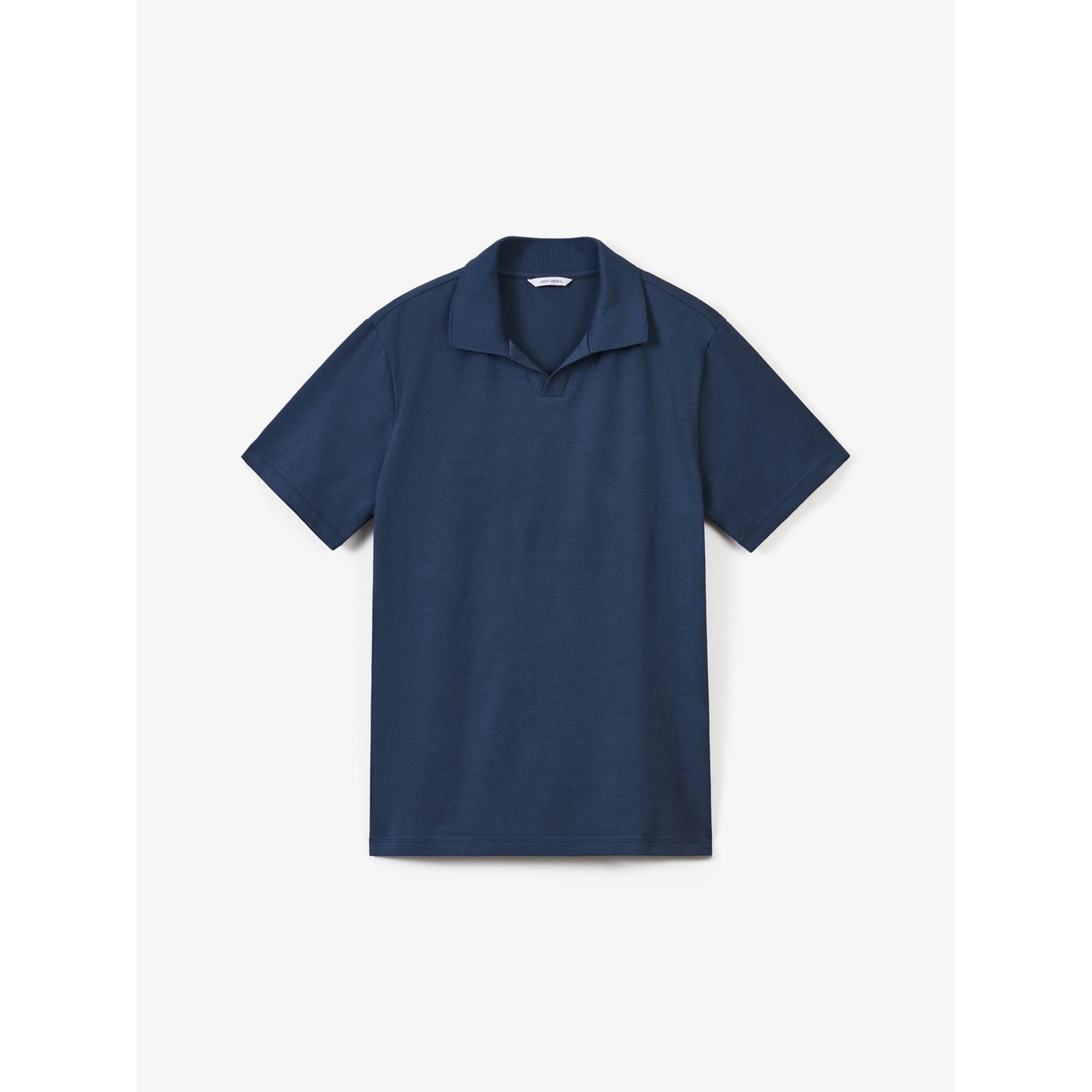 Cotton Fitted Stretch S/s Open Collar Polo Shirt