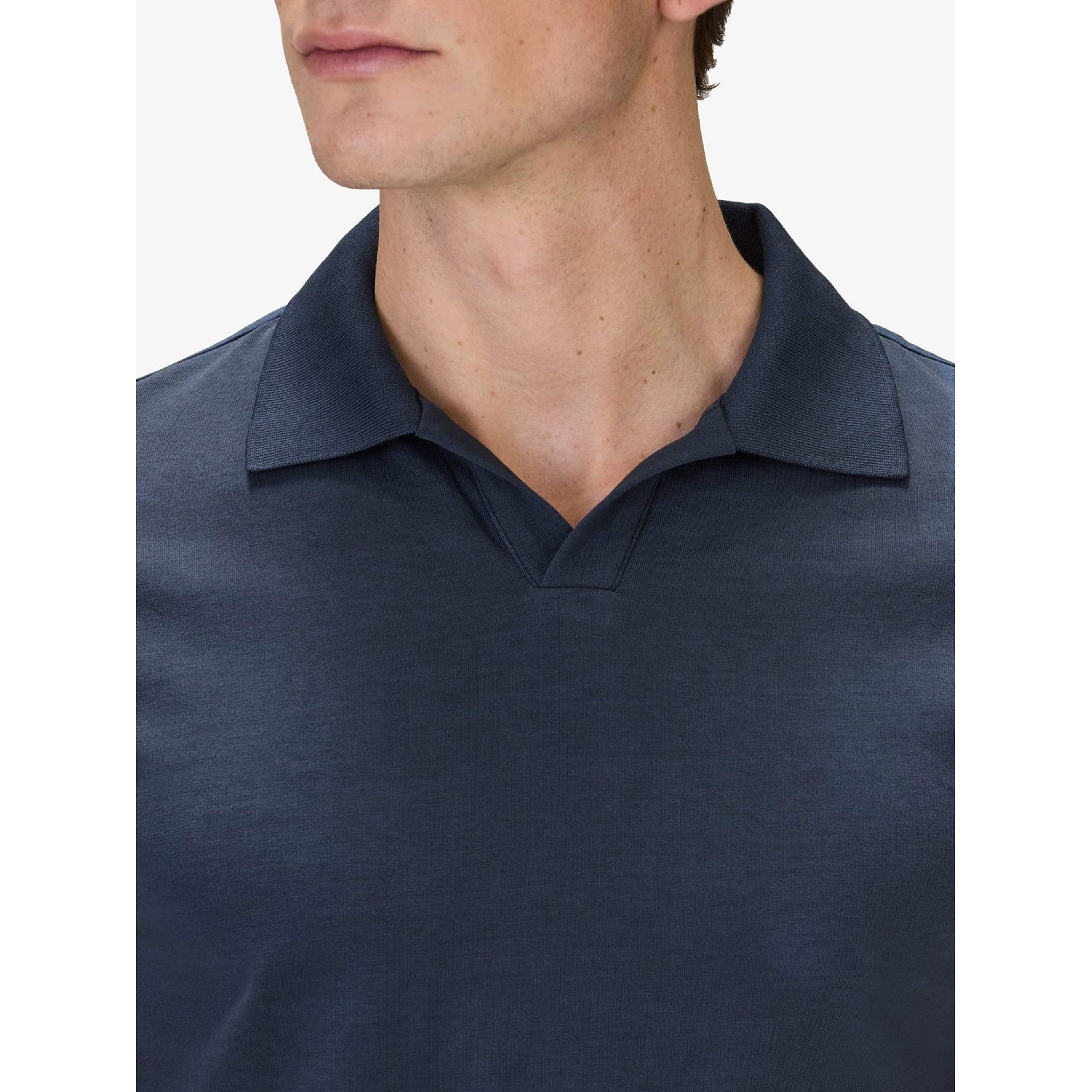 Cotton Fitted Stretch S/s Open Collar Polo Shirt