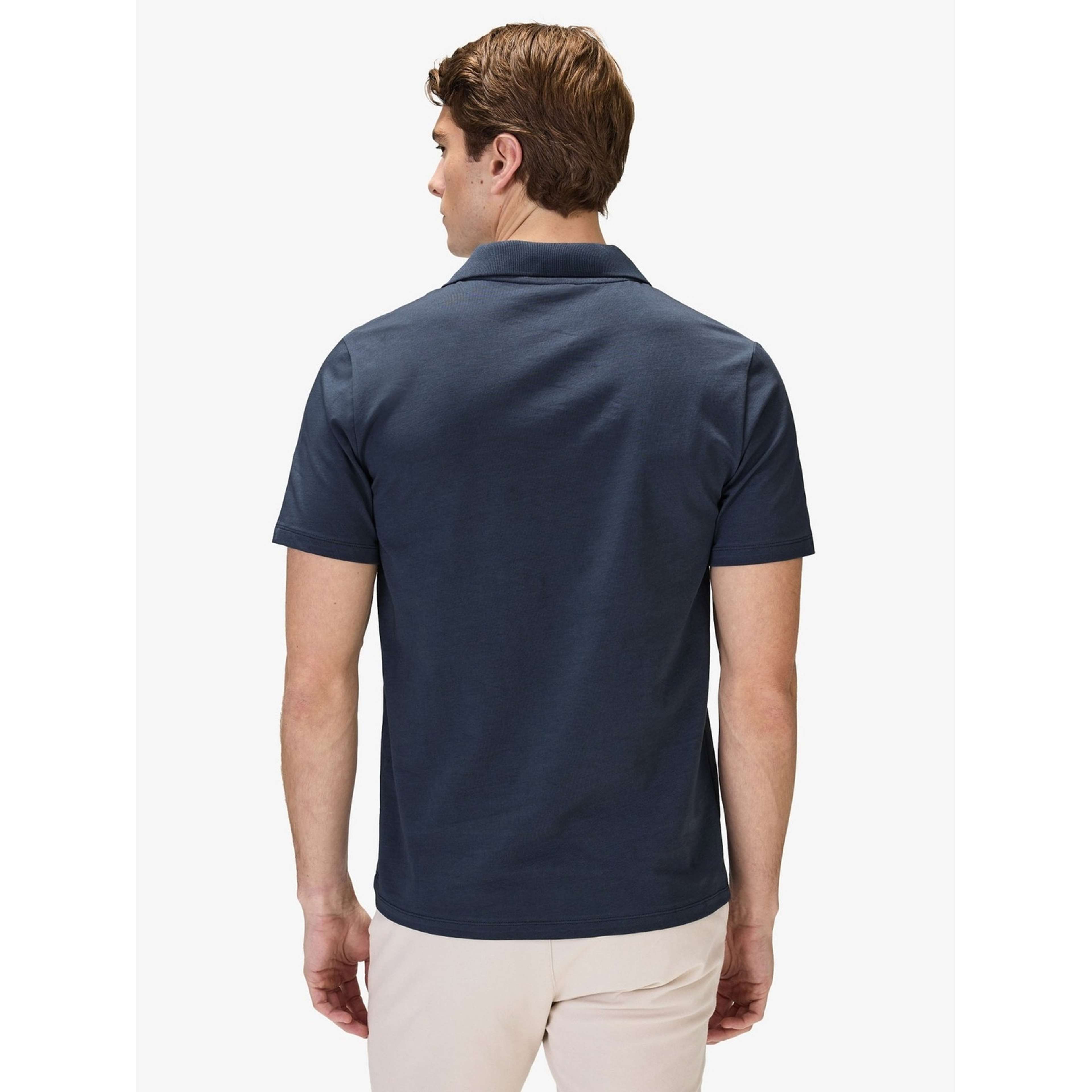 Cotton Fitted Stretch S/s Open Collar Polo Shirt