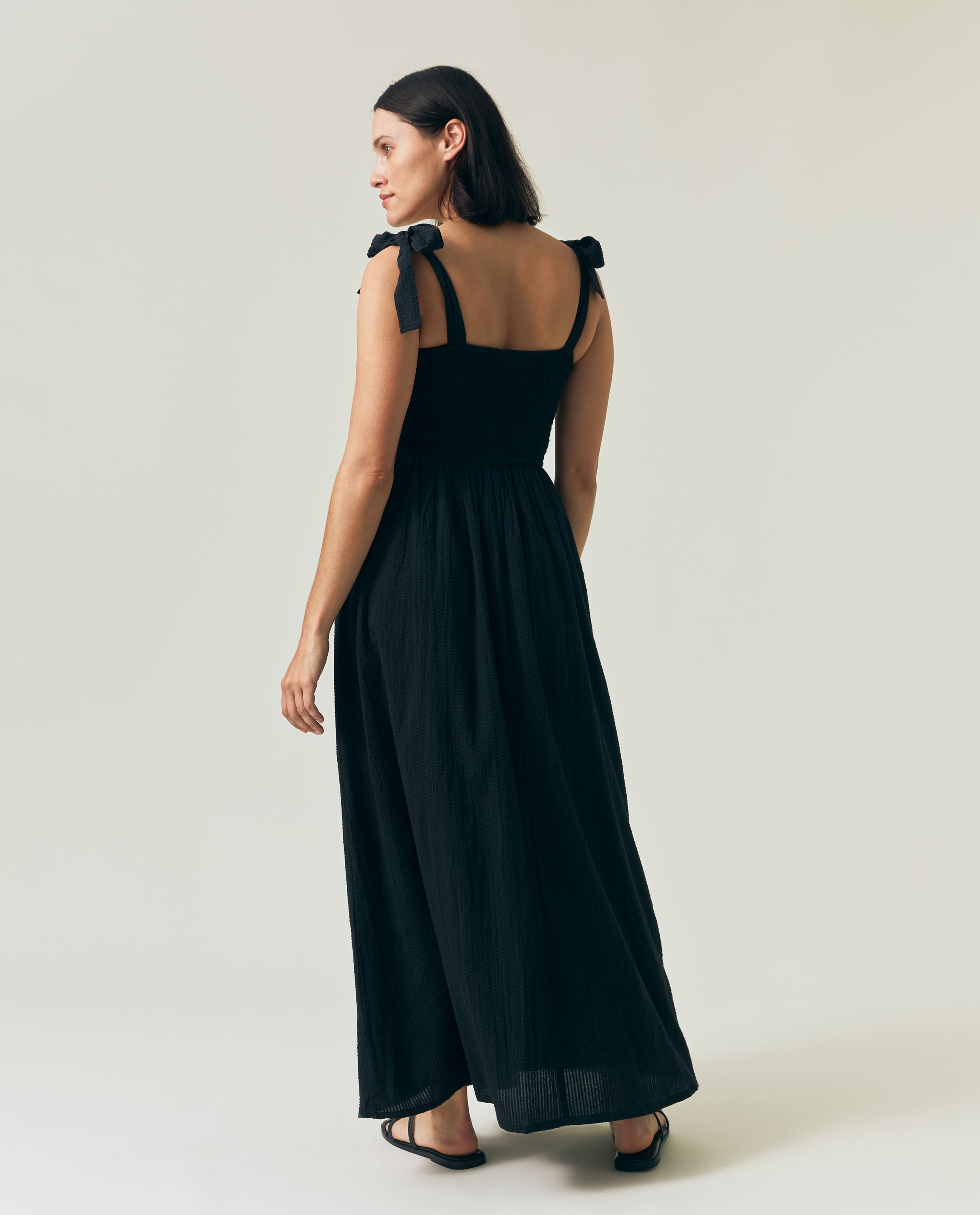 Bow-strap Seersucker Summer Dress