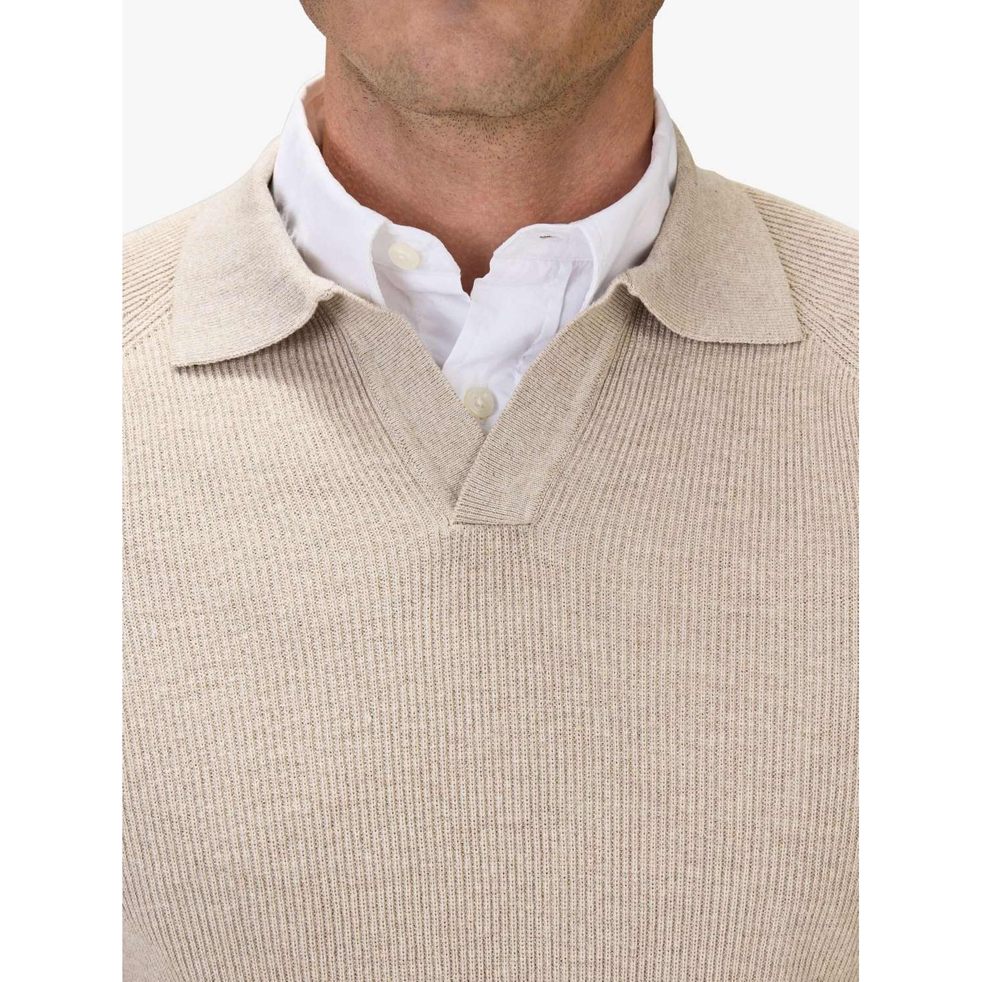 Cotton Rib Knitted Ls Polo Sweater (sandro)