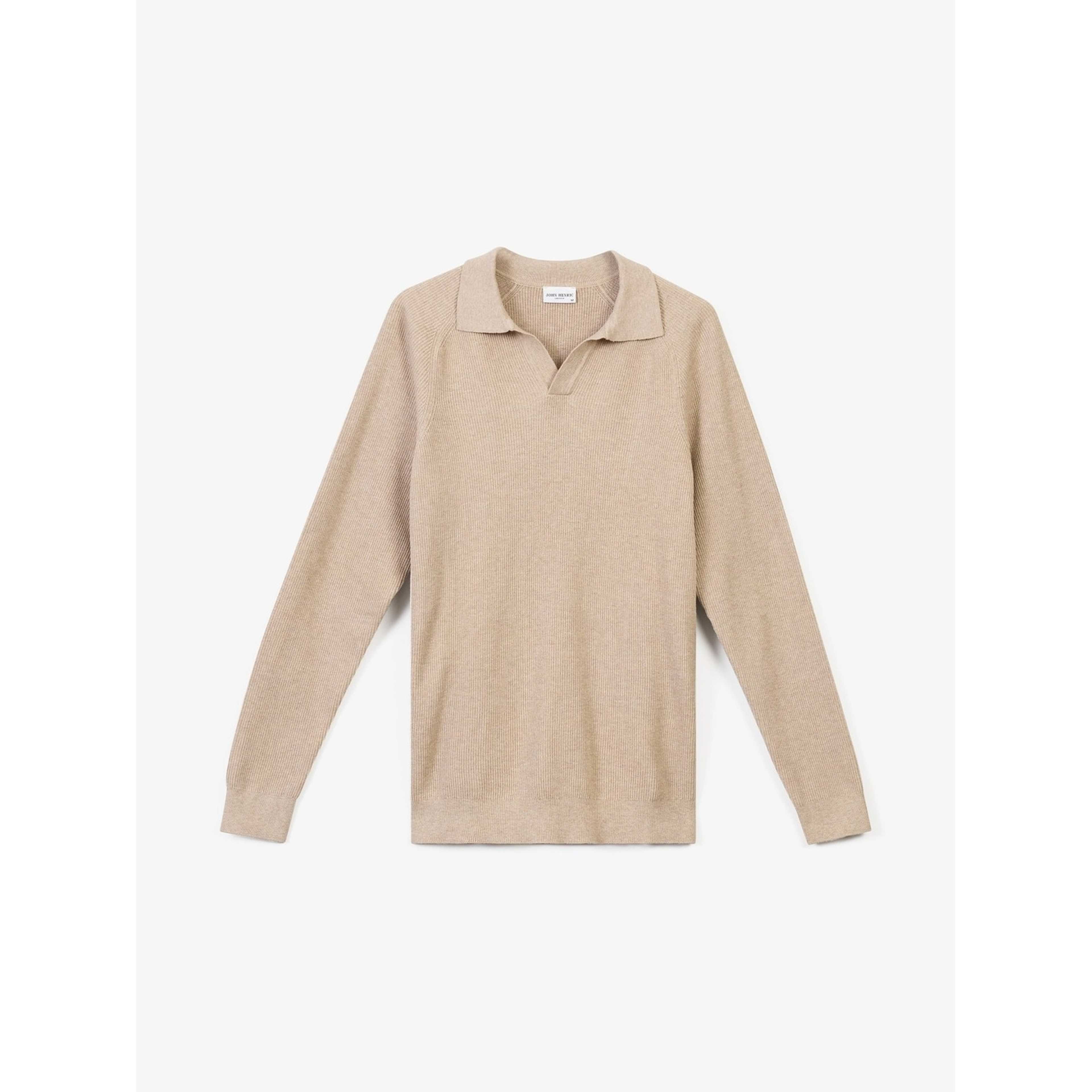 Cotton Rib Knitted Ls Polo Sweater (sandro)