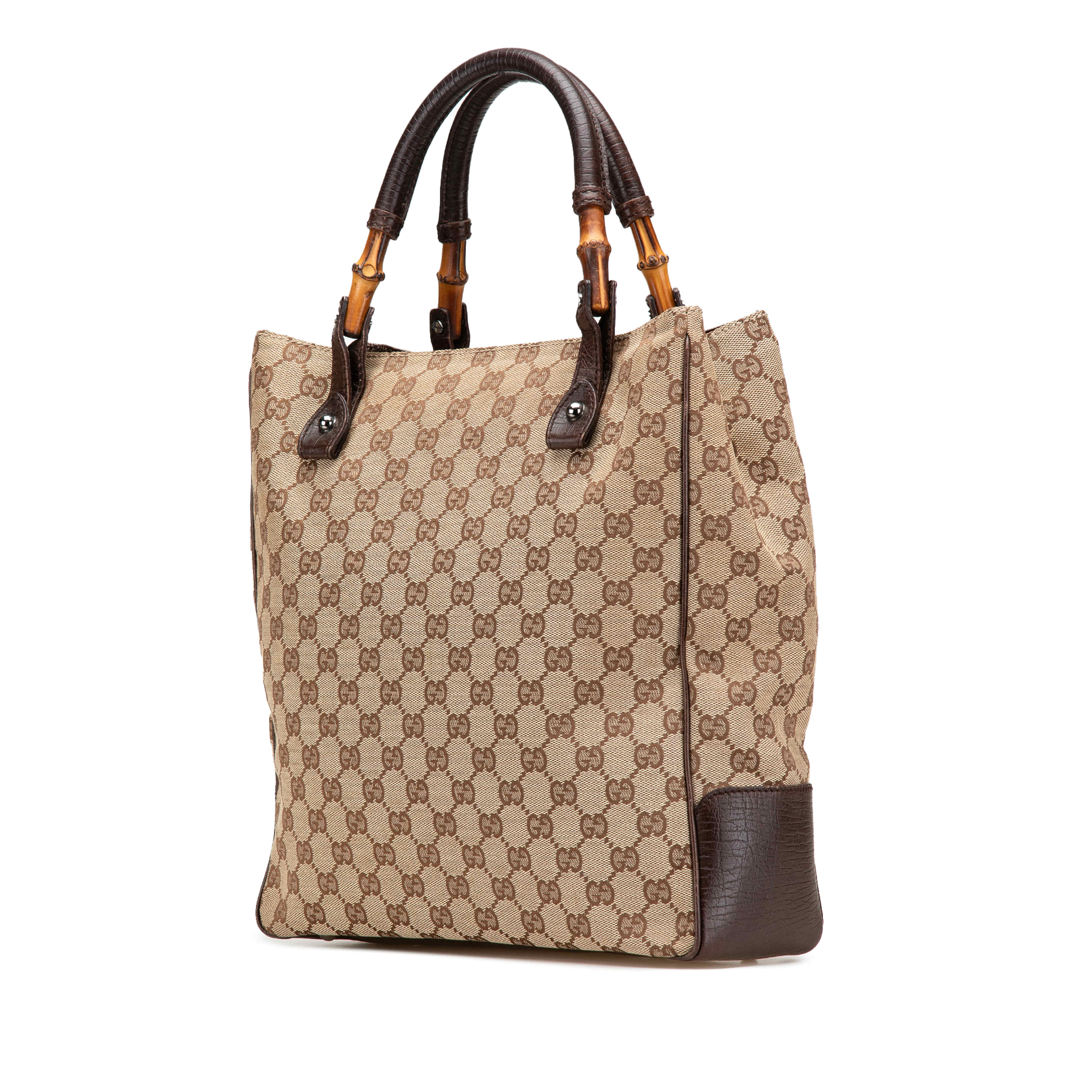 Gucci Gg Canvas Bamboo Tote, från Luxclusif, i färgen gray. Klicka för att öppna bilden i stort format