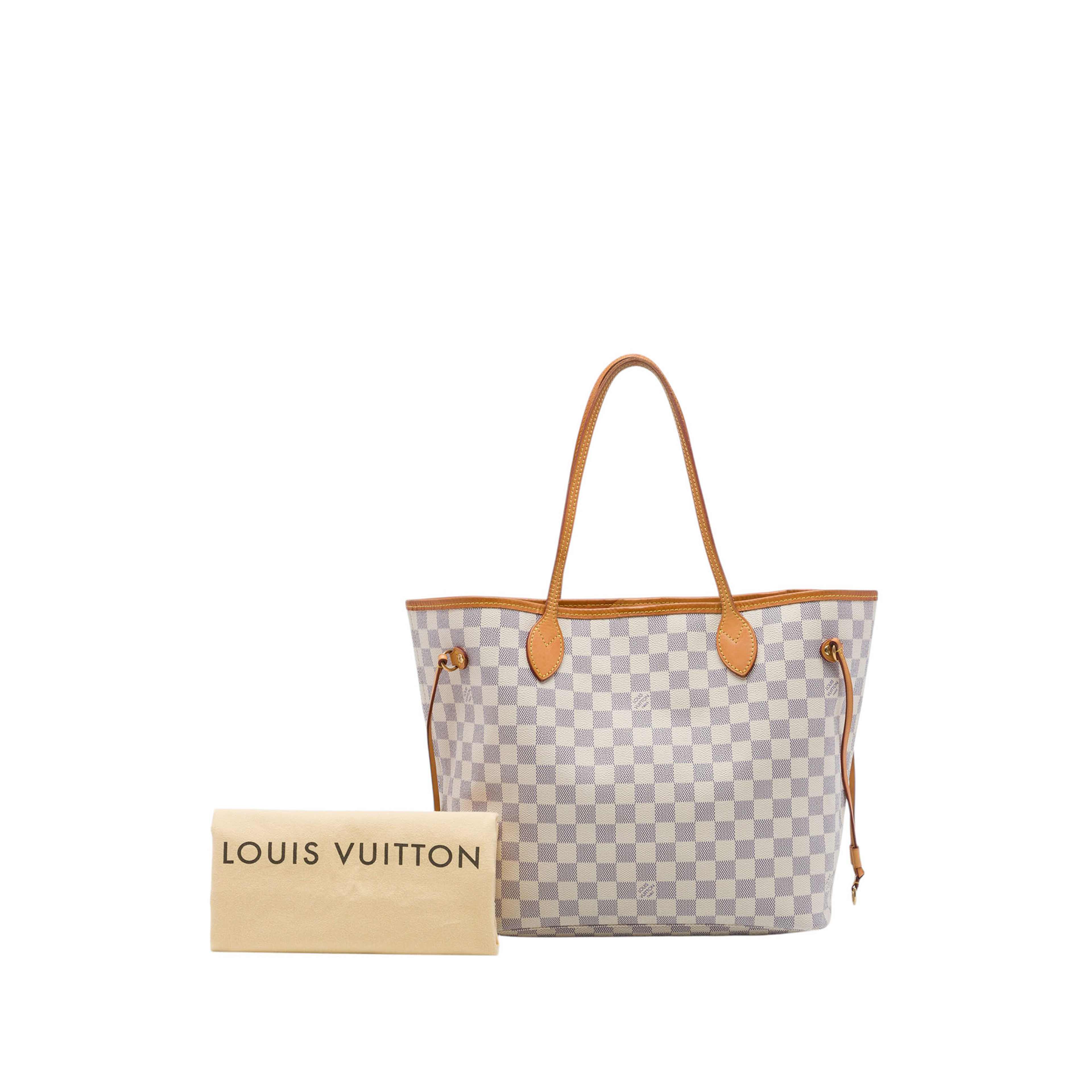 Louis Vuitton Damier Azur Neverfull Mm, från Luxclusif, i färgen vit. Klicka för att öppna bilden i stort format