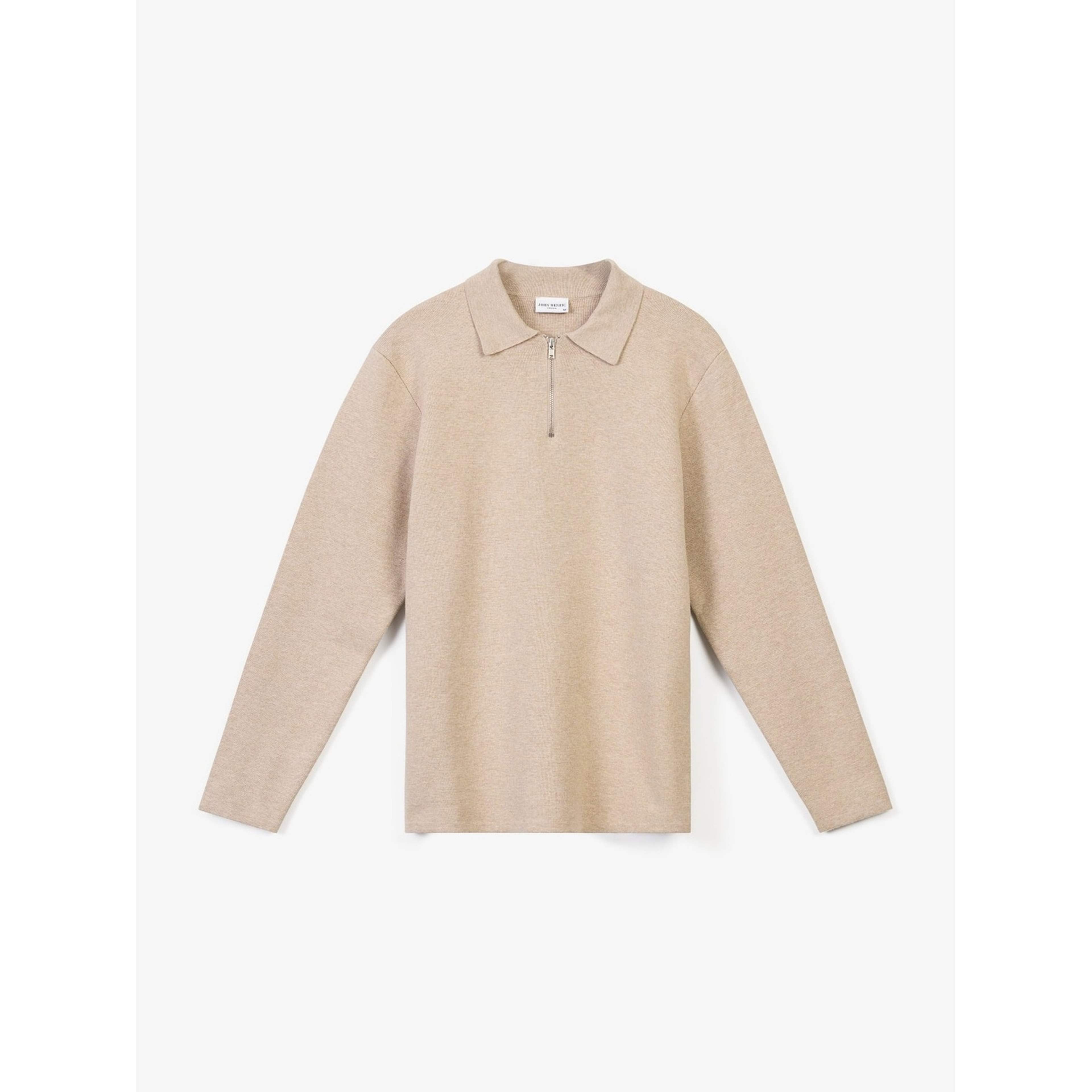 Cotton Plain Knitted Ls Half Zip (ilario)